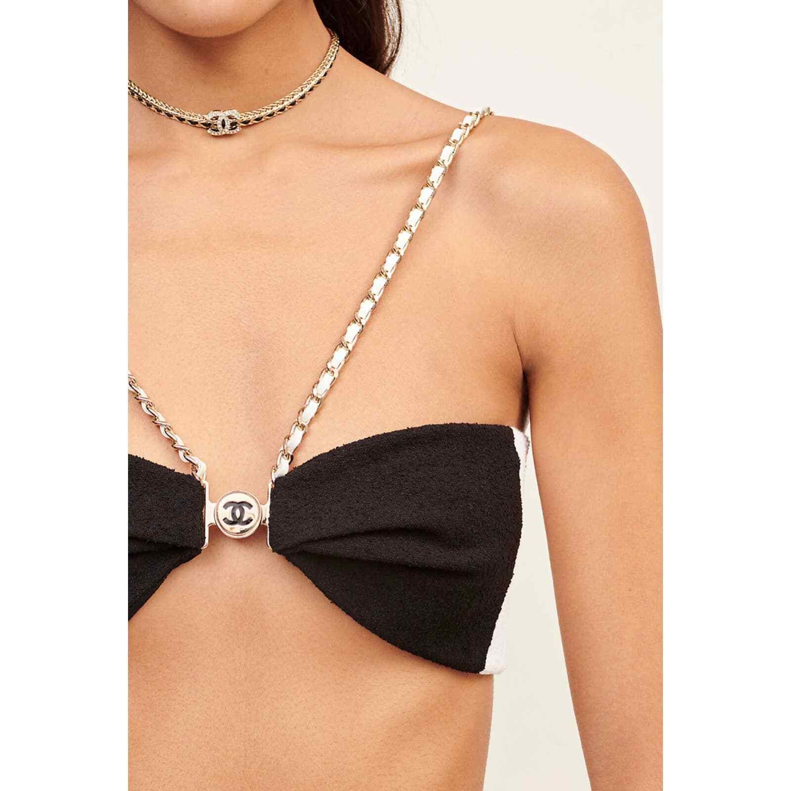 Chanel Chanel 22S Runway Black White Gold Cotton Crepe Top Bra 36 Size XS / US 0-2 / IT 36-38 - 3 Thumbnail