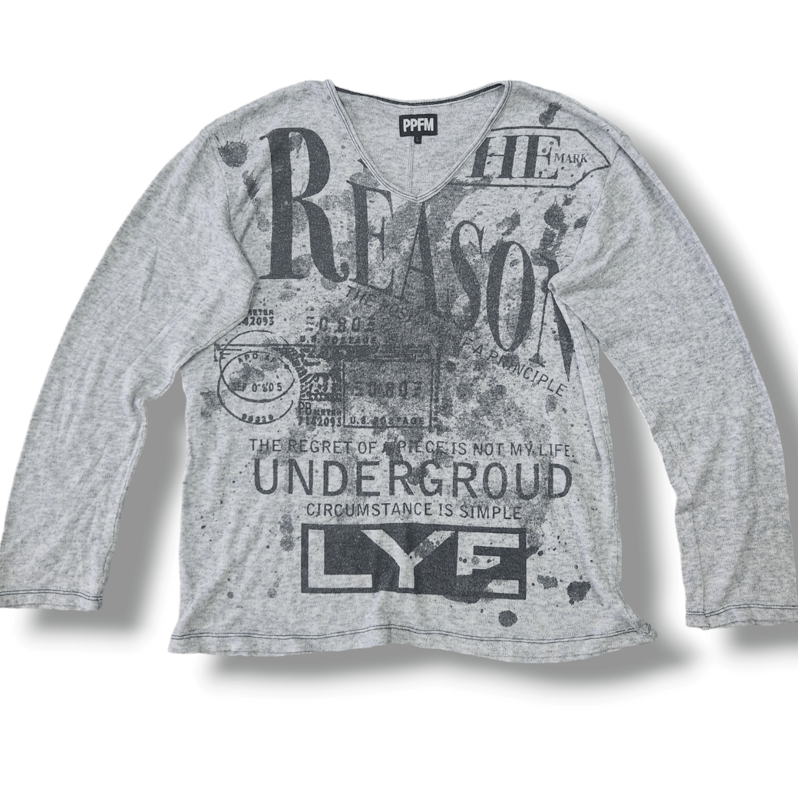 image of Vintage Ppfm Long Sleeves Tshirt in Black Grey, Men's (Size Large)