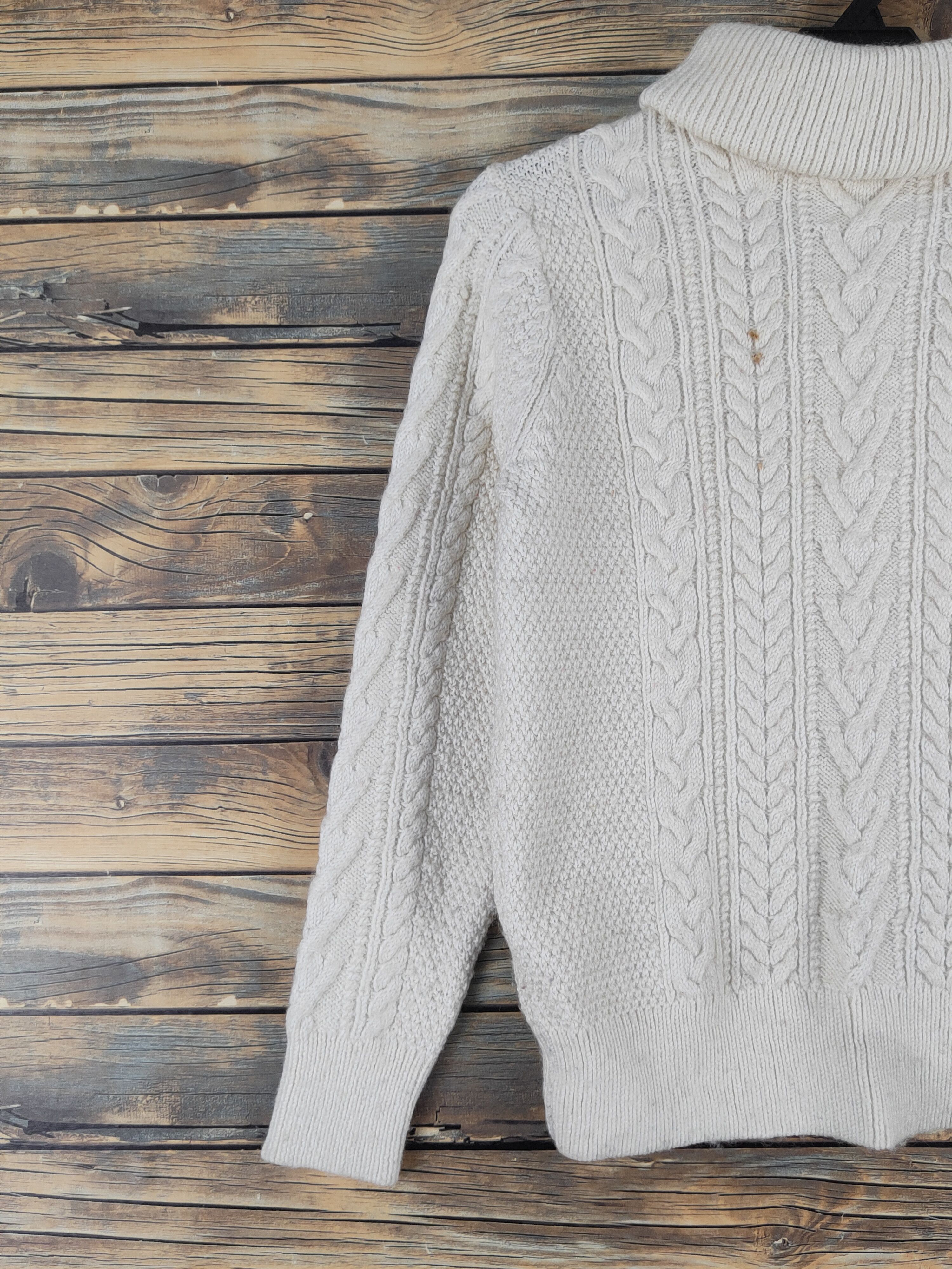 Aran Isles Knitwear × Global Work × Japanese Brand Global Work Cream Knitwear Sweatshirts #W1239 Size S / US 4 / IT 40 - 3 Thumbnail