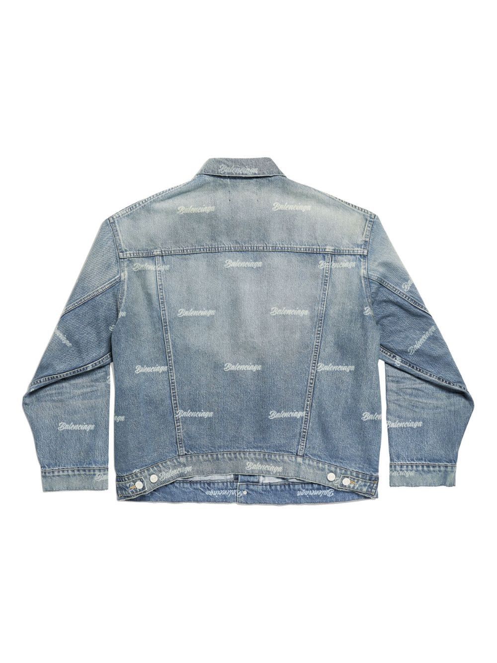Balenciaga o1w1db10625 Girly Allover Large Fit Jacket in Blue Size S / US 4 / IT 40 - 6 Thumbnail