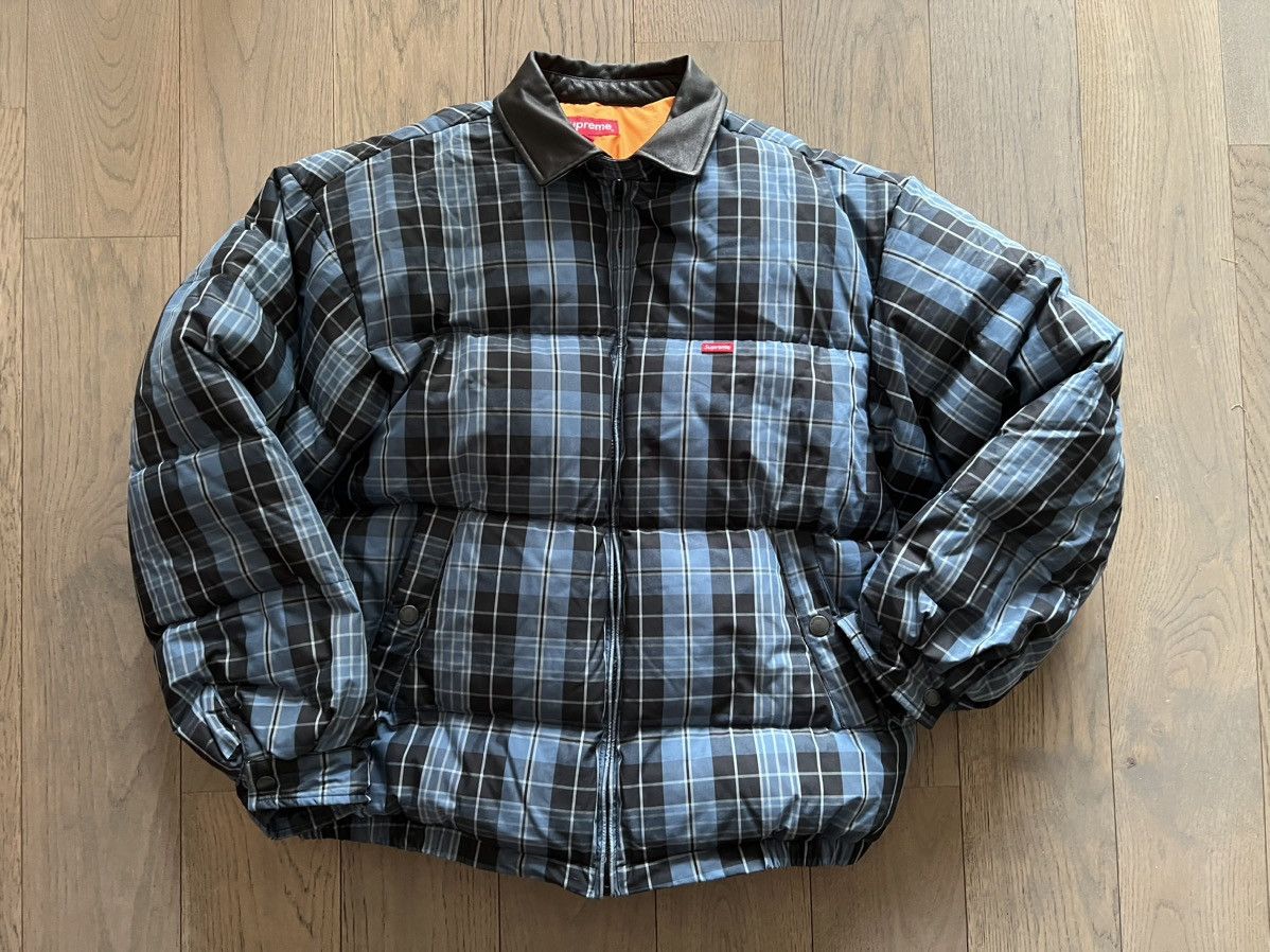 Supreme Supreme Leather Collar Puffy Jacket Plaid L | Grailed