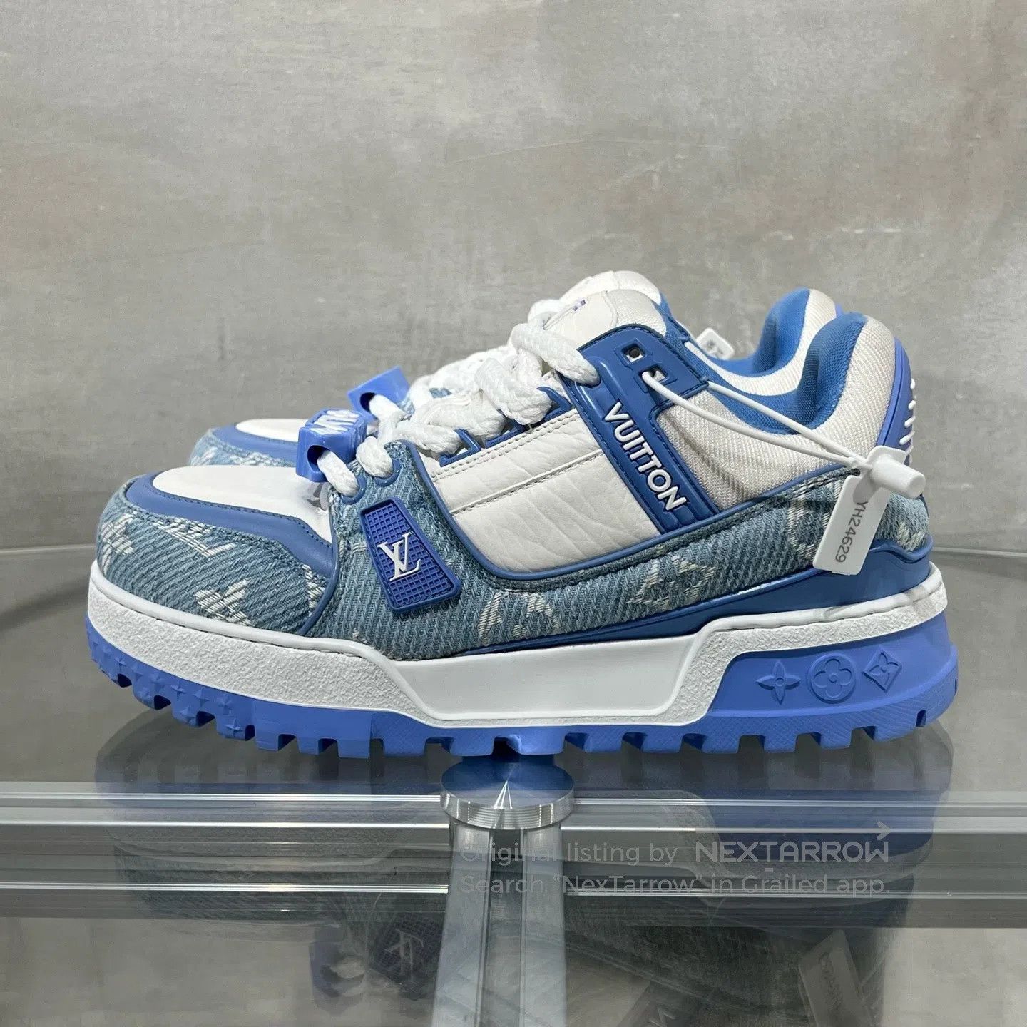Louis Vuitton Louis Vuitton Trainer Maxi White and Blue Jeans shoes Size US 8 / IT 38 - 3 Thumbnail