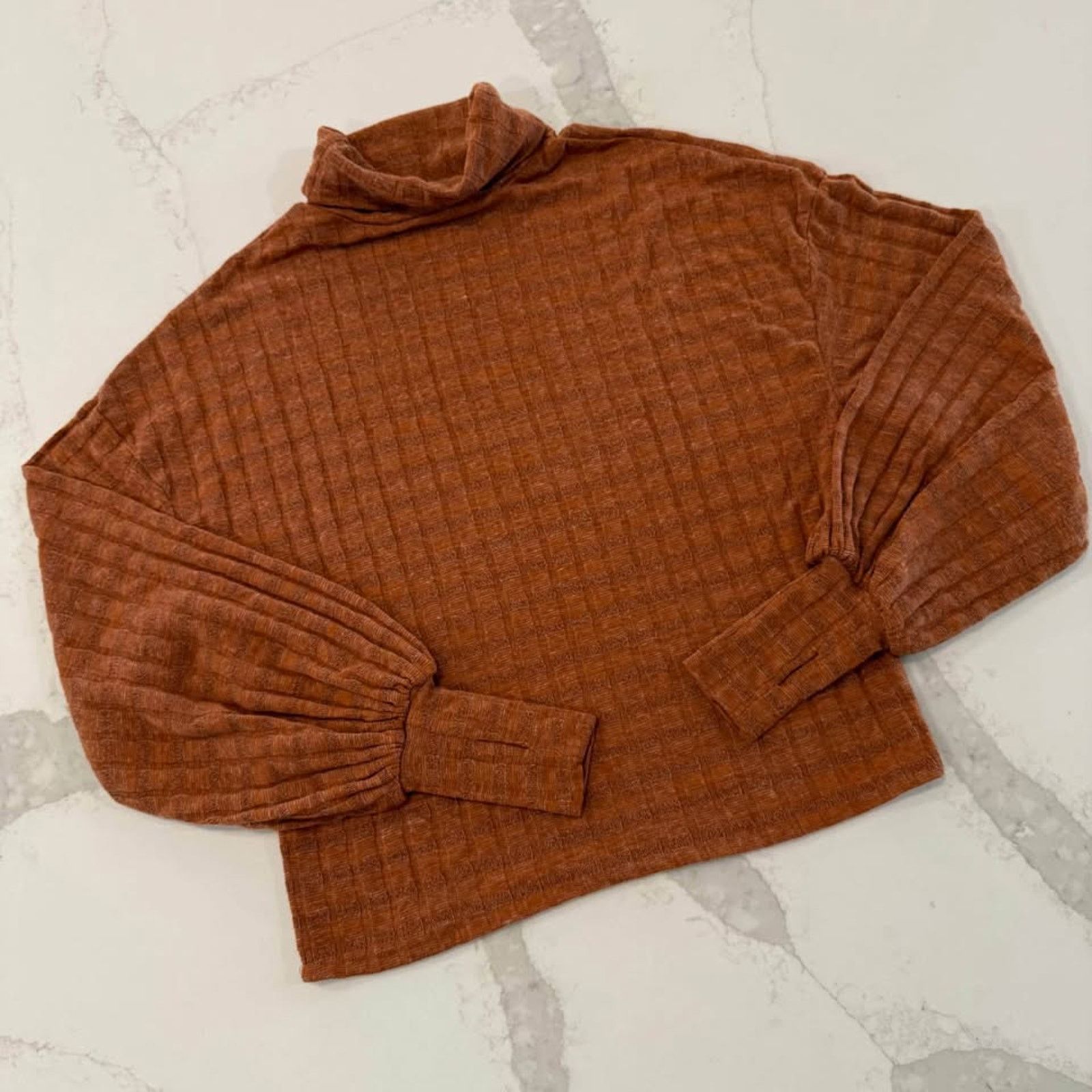 Other Gimmicks by Buckle Textured Knit Top Womens XS Rust Orange Size XS / US 0-2 / IT 36-38 - 5 Thumbnail