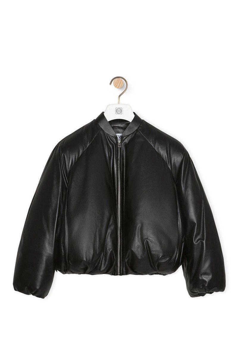 Loewe Black Padded Leather Bomber Jacket