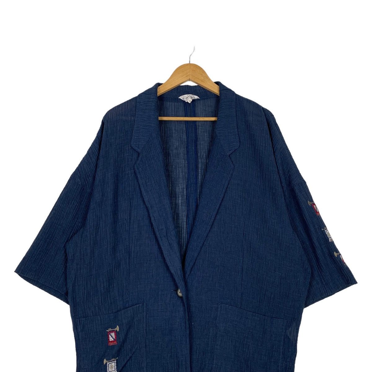 Japanese Brand SONIA GILLES Pleated Single Button Jacket #1094-C50 Size XL / US 12-14 / IT 48-50 - 2 Thumbnail
