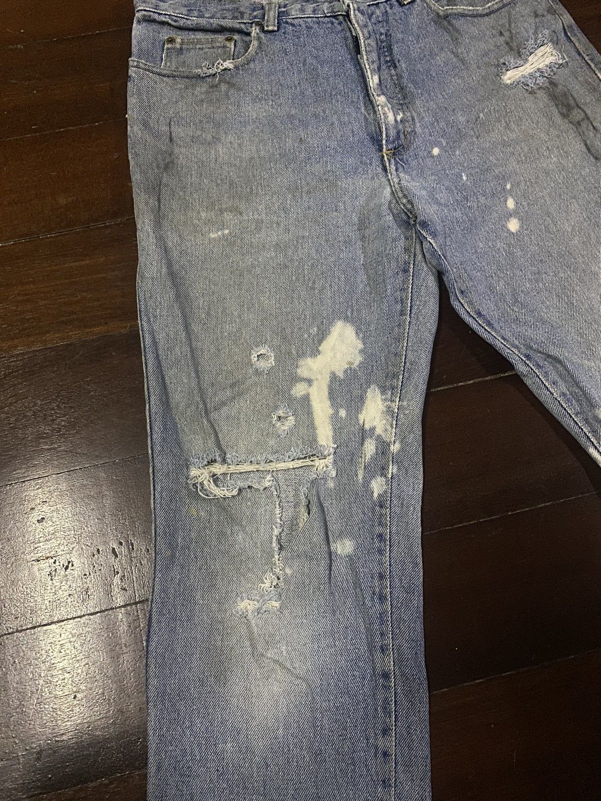Guess × Polo Ralph Lauren × Vintage Fire 🔥 vintage 90s GUESS MADE IN USA distressed jeans S1 Size US 35 - 6 Thumbnail