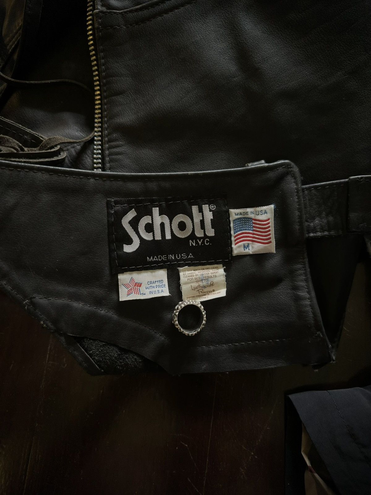 Schott Schott Black Leather Chaps Size 40 - 10 Thumbnail