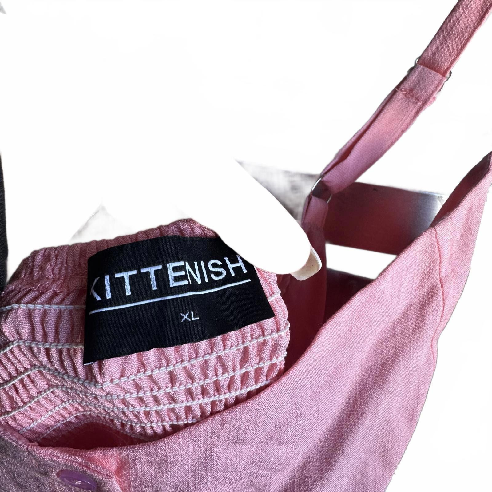 Designer Kittenish Pink Linen Slip Dress - Size XL Size XL / US 12-14 / IT 48-50 - 2 Thumbnail
