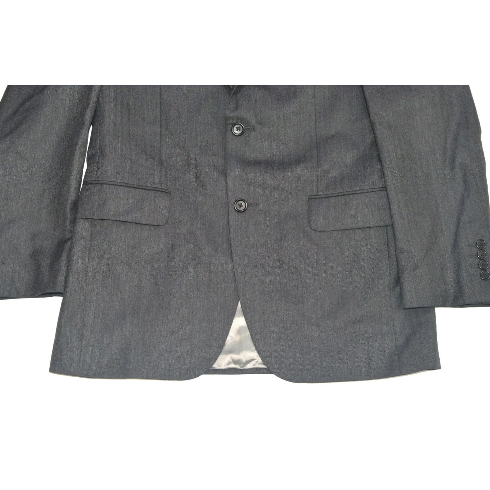 Aquascutum Aquascutum London Wool Herringbone 2-Button Blazer Made in Portugal Size 38R Gray Mens Blazer Wool Herringbone London 90s Theme 2-Button Blazer Mens Size 38R - 3 Thumbnail
