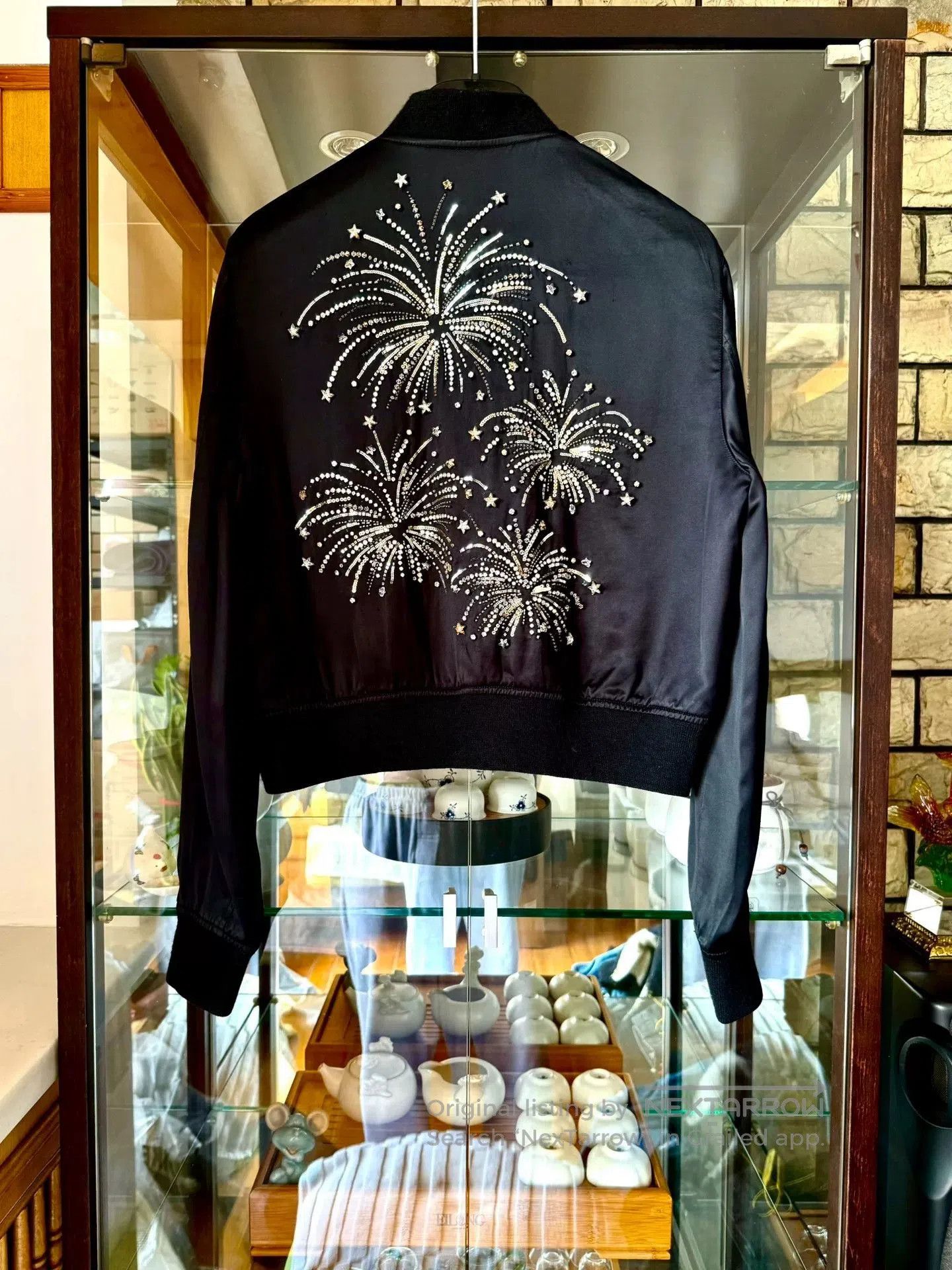 saint laurent black fireworks embroidered jacket.
