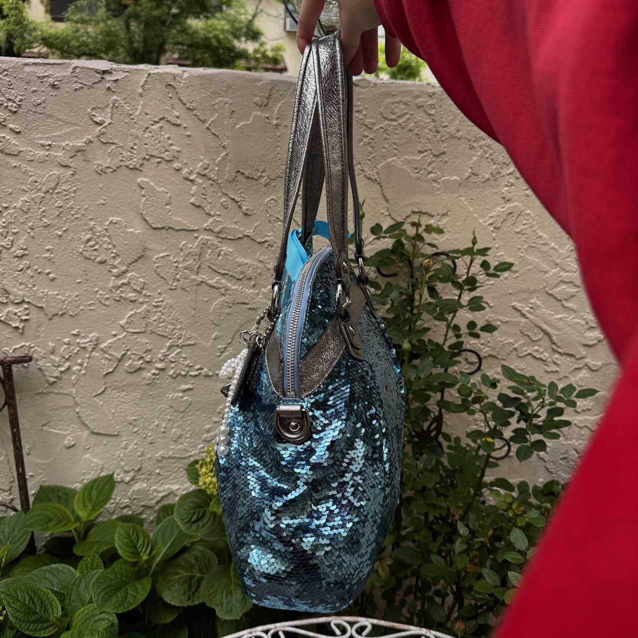 Coach Rare Blue & Silver Coach Poppy Sequin Bag Size ONE SIZE - 5 Thumbnail