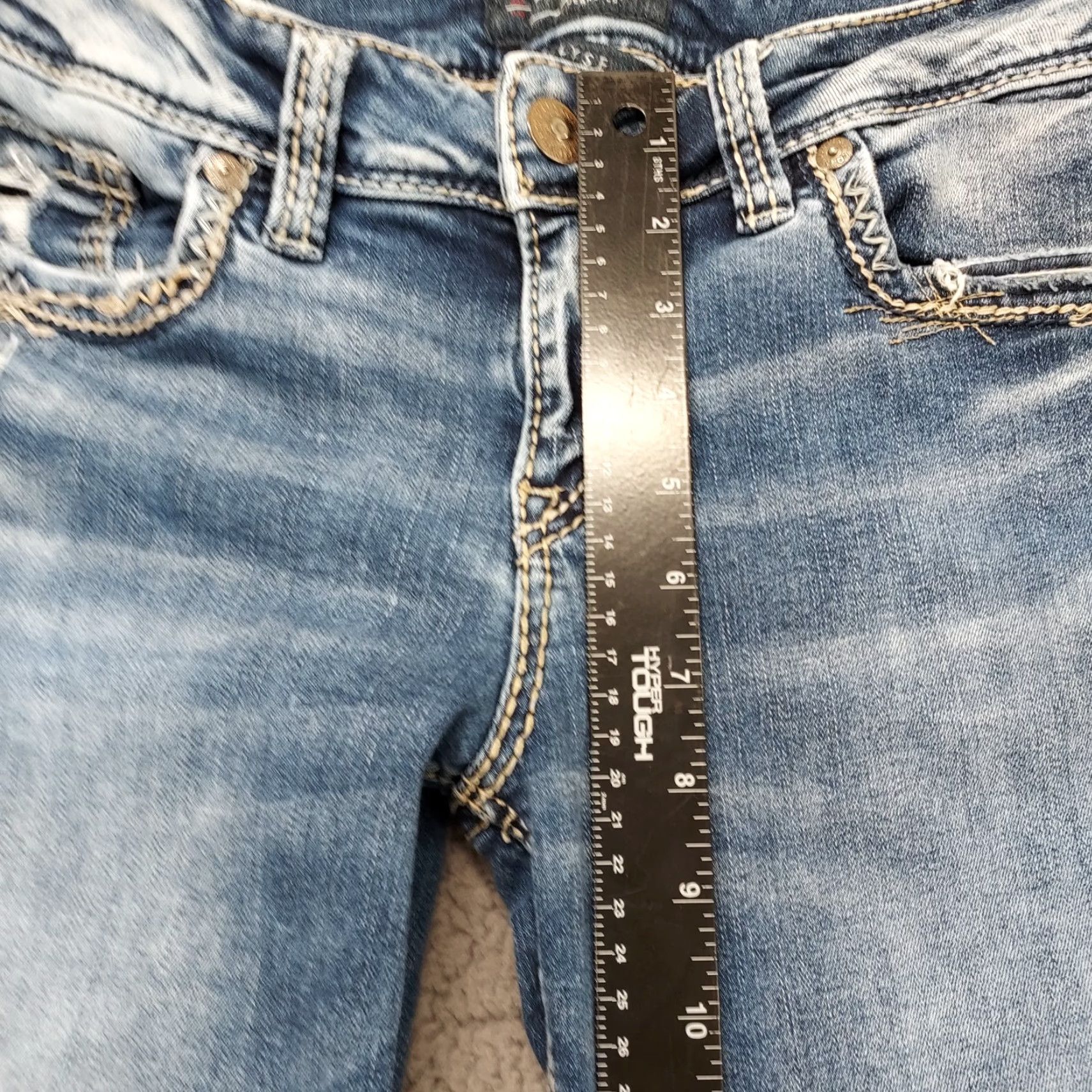 Silver Jeans Co. Silver Jeans Elyse Capri Jeans Women's 29 Regular Medium Wash Blue Denim Distressed Capris Size 29" - 6 Thumbnail