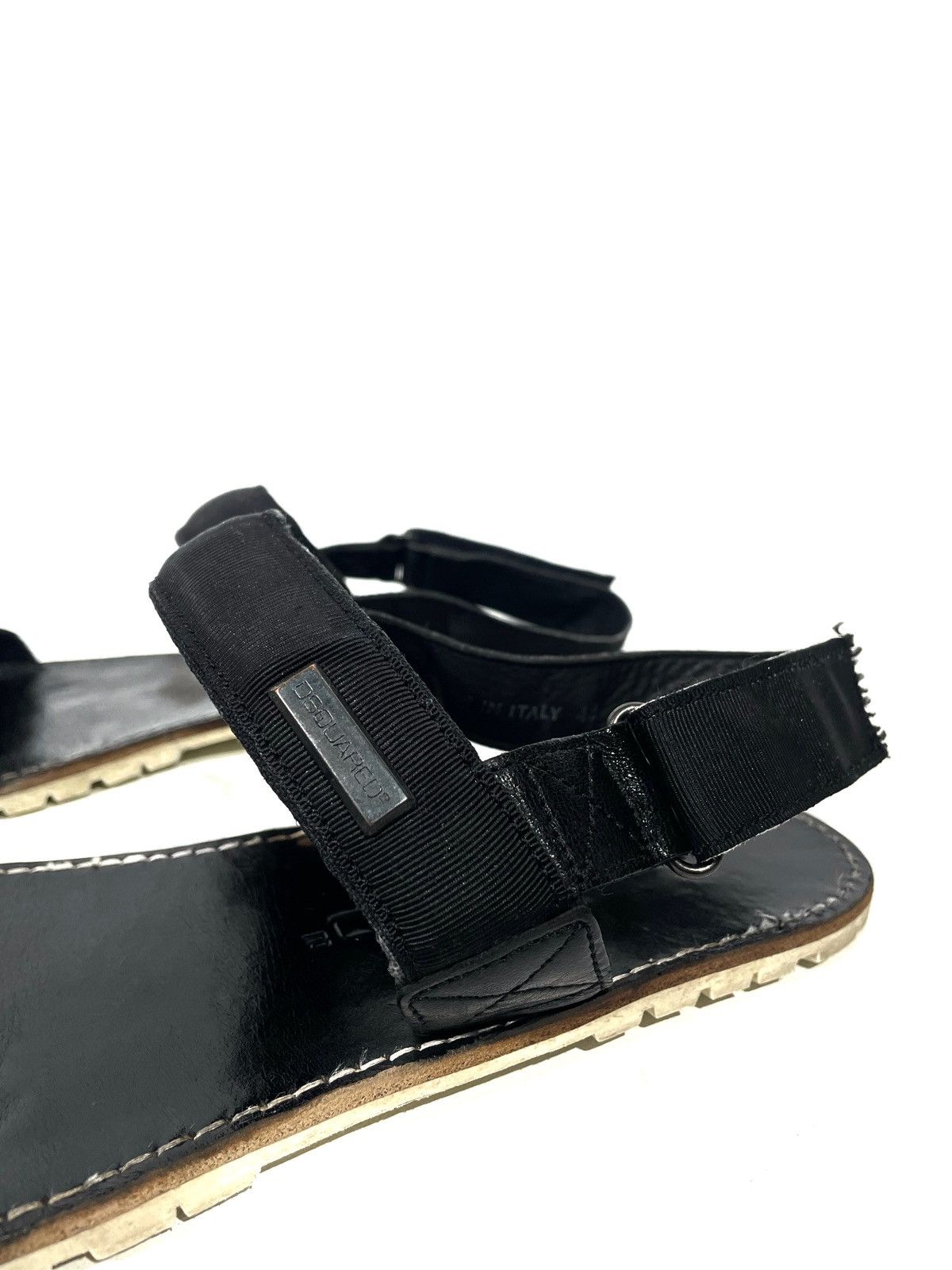 Dsquared2 Men Black Leather Dsquared2 Sandals Made In Italy Size 42 Size US 9 / EU 42 - 2 Thumbnail