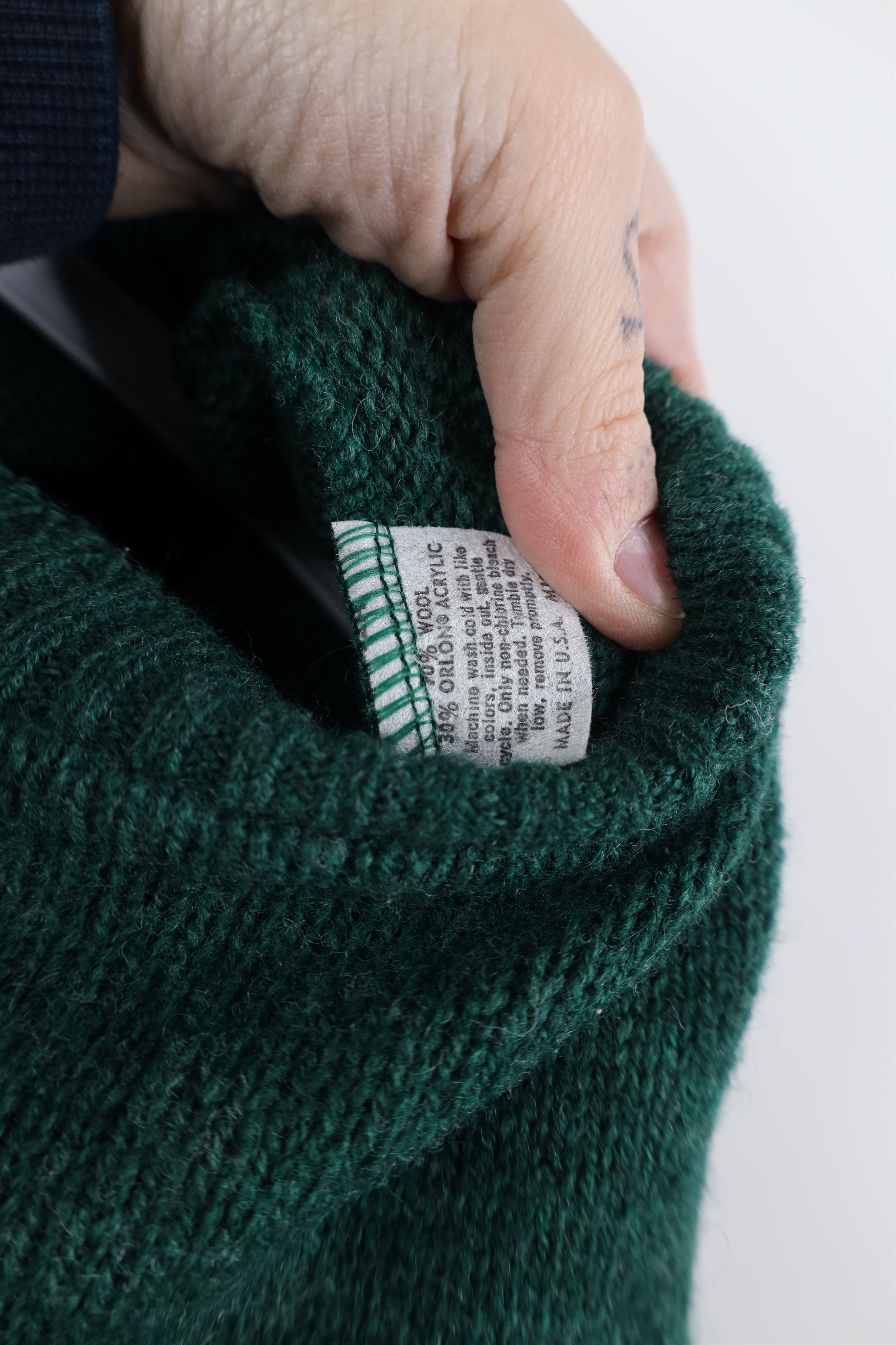 Vintage Vintage 70s Streetwear Knit Crewneck Sweater Green USA Size US XL / EU 56 / 4 - 6 Thumbnail