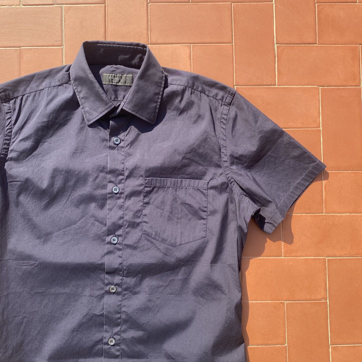 Prada Men’s Prada Milano Stretch Navy Short sleeve Shirt Size 38 Size US M / EU 48-50 / 2 - 3 Thumbnail