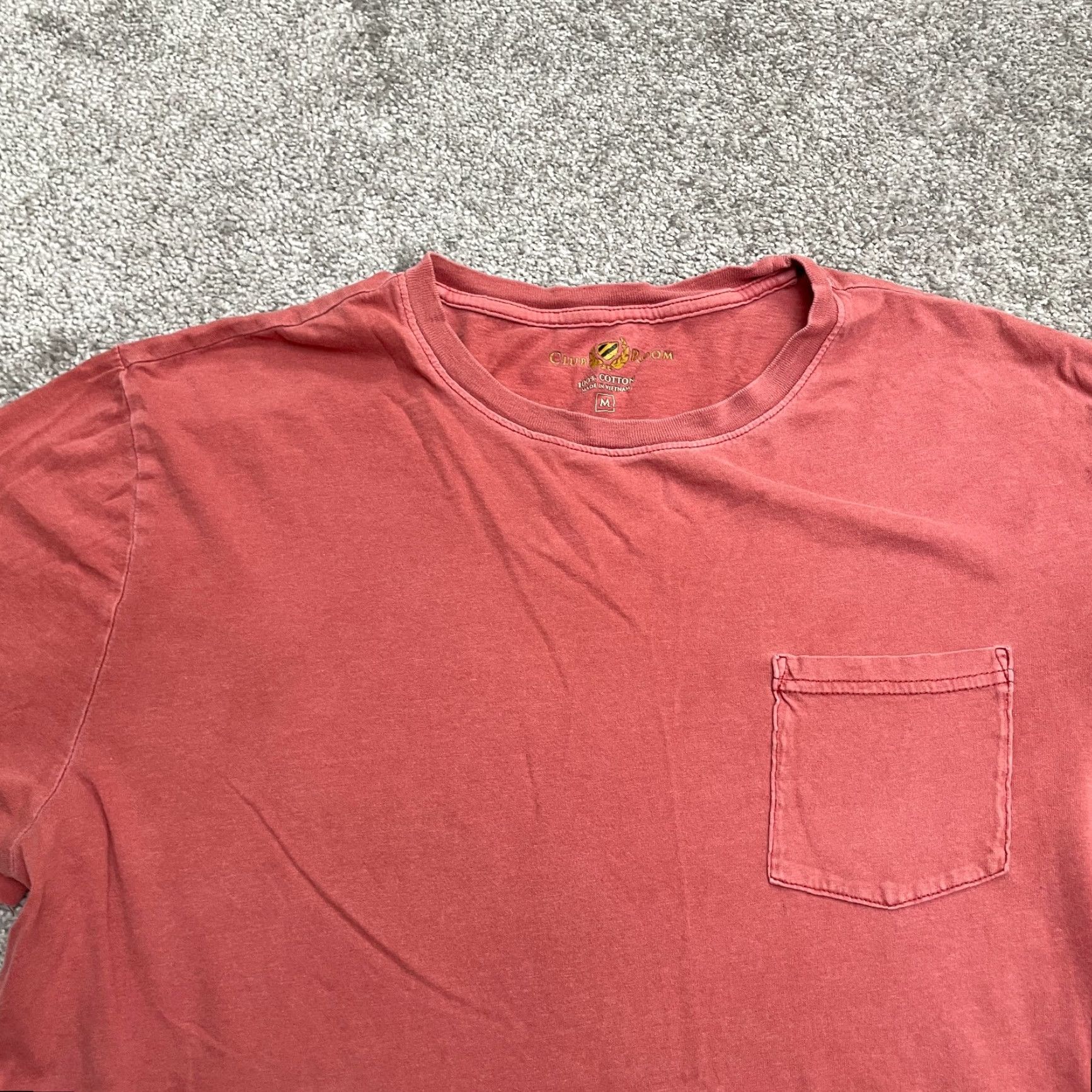 Club Room Club Room Basic Pocket Tee Shirt Mens Medium Orange Cotton Casual Crew Neck Size M / US 6-8 / IT 42-44 - 3 Thumbnail