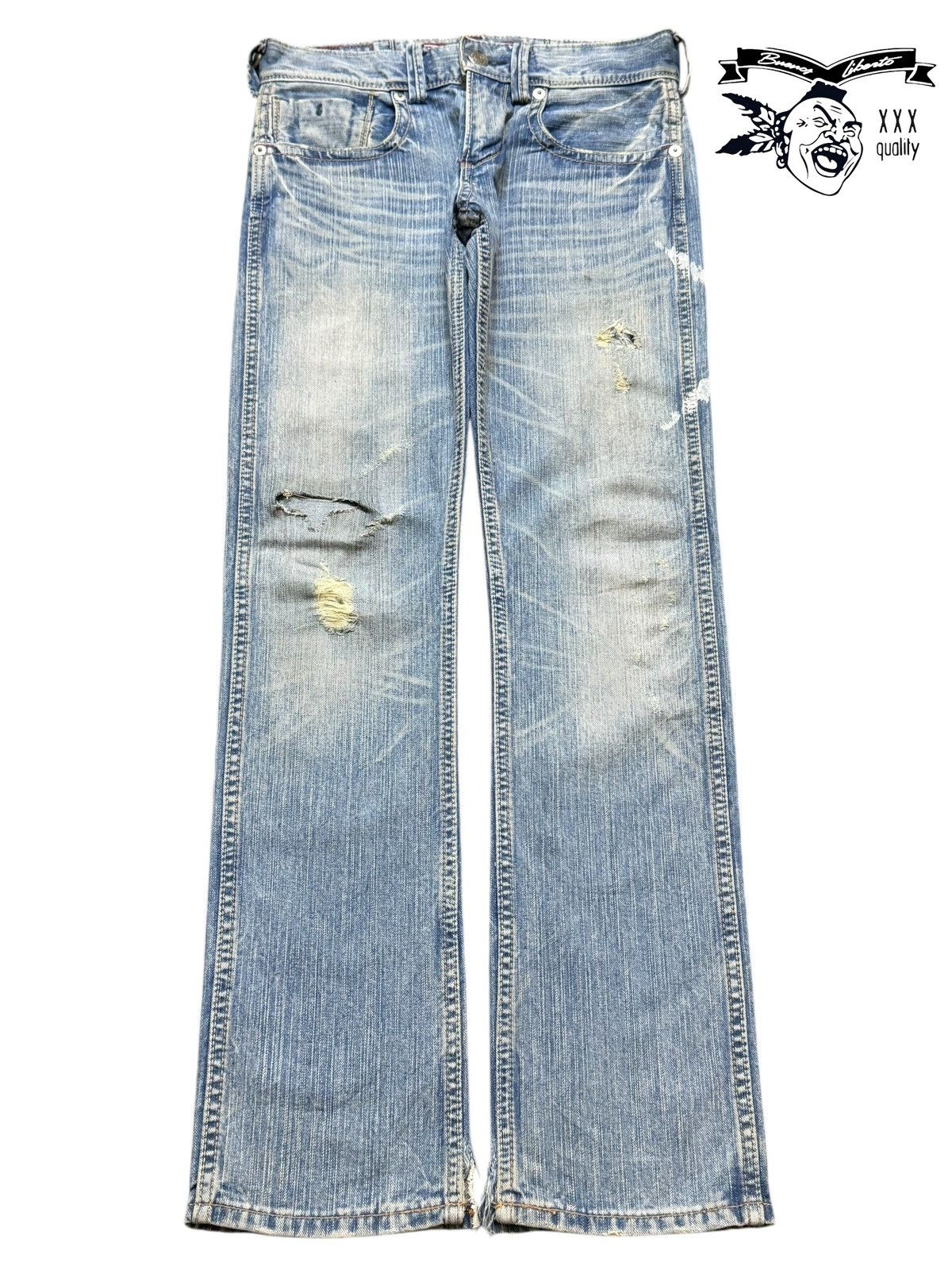 Vintage Y2K Liberto XXX Faded Wash Whisker Distress Painted