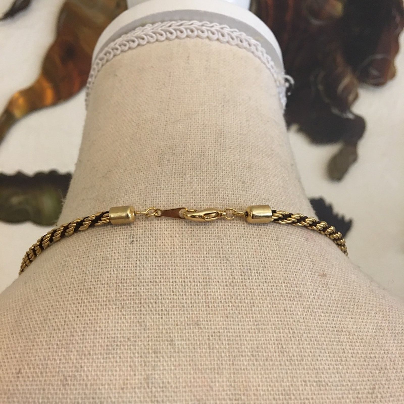 Jewelry Gold tone black ribbon twisted rope chain set Size ONE SIZE - 5 Thumbnail