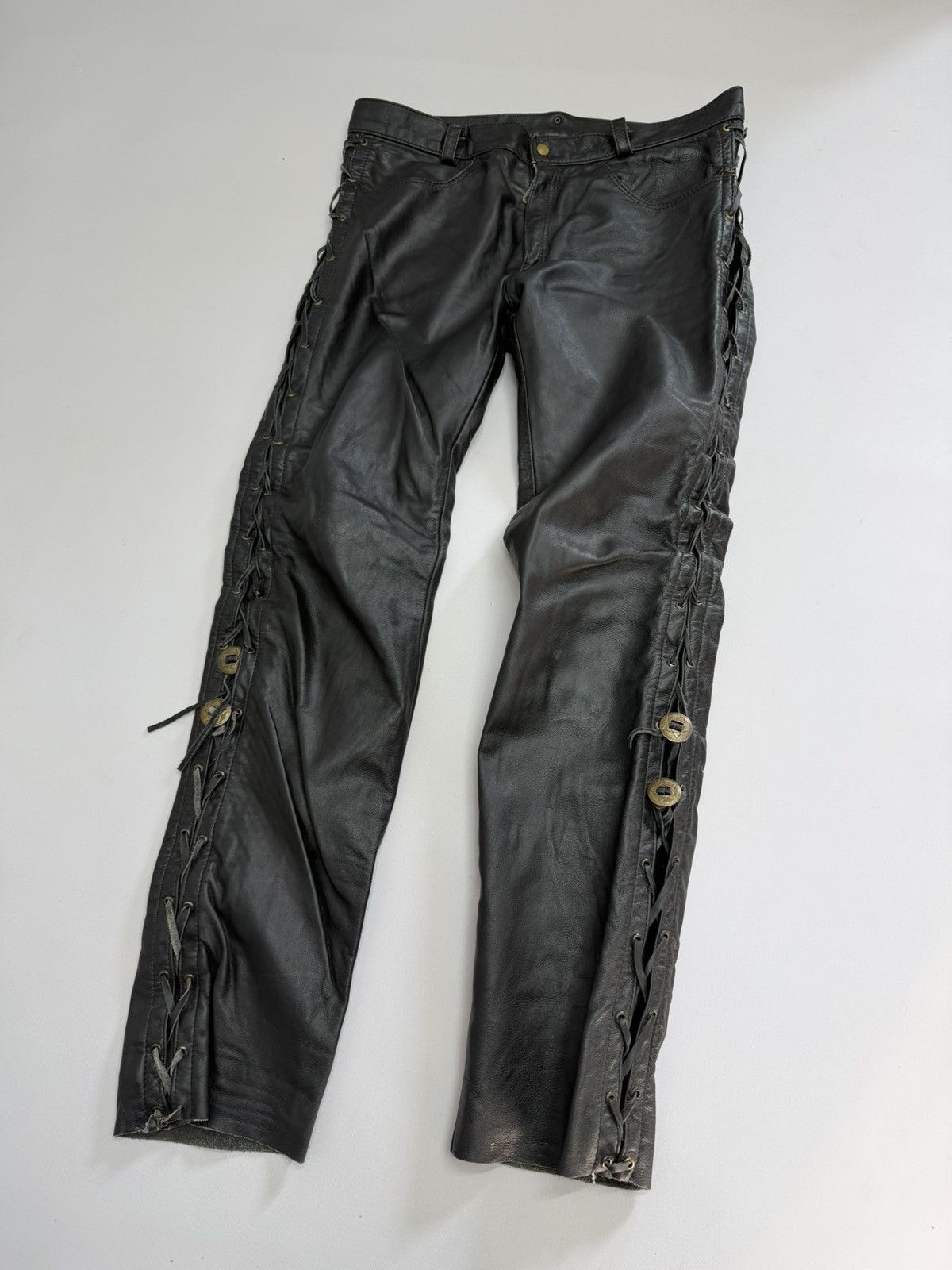 Leather Vintage IXS Leather Pants Black Riding Y2K Archival Dainese Size US 33 - 6 Thumbnail
