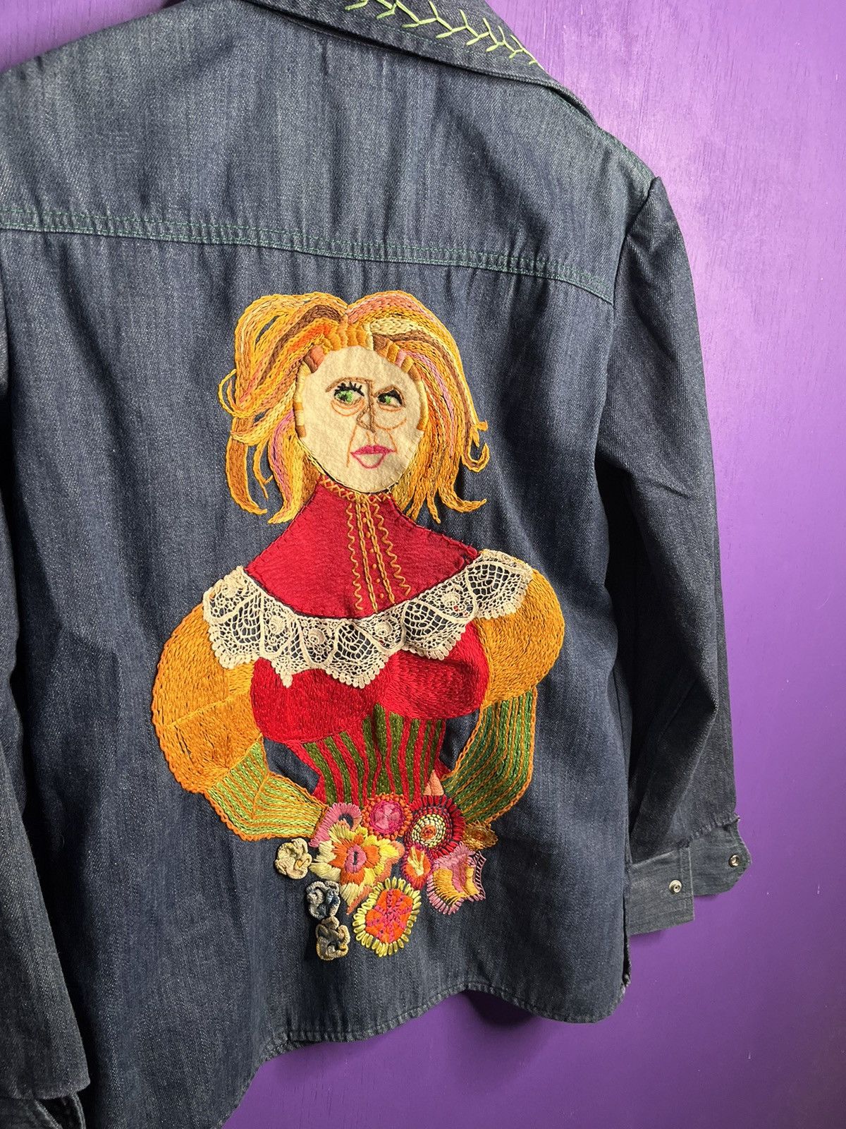 Vintage Vintage 80s Marilyn embroidered denim shirt/jacket Size M / US 6-8 / IT 42-44 - 3 Thumbnail