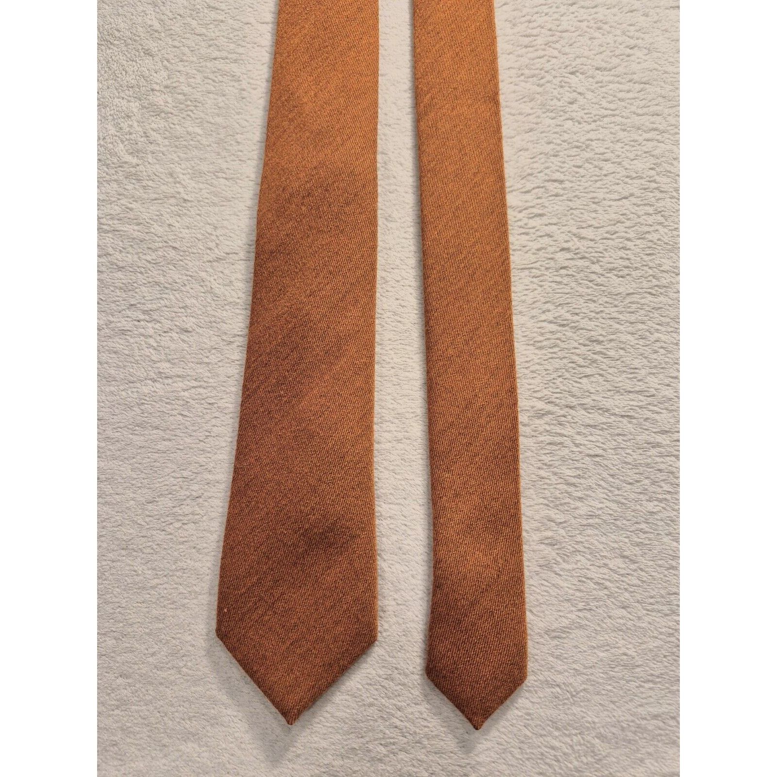 The Tie Bar The Tie Bar Thin Skinny Slim Wool & Silktie Orange 58x2.5 Size 38 - 4 Thumbnail