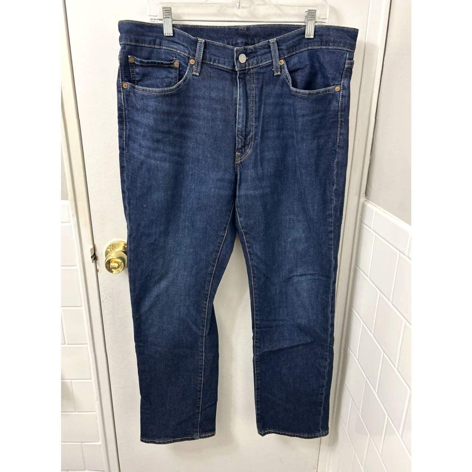 Levi's Levi's Premium 514 Jeans Mens 36x30 Dark Wash Indigo Denim Straight Fit Blue Size US 36 / EU 52 - 6 Thumbnail