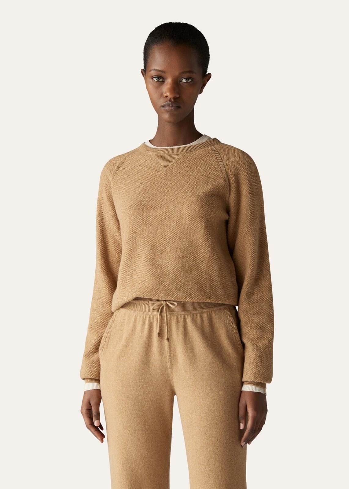 Loro Piana o1srvl11e0824 Merano Boucle Crewneck Sweater in Brown Size XXL / US 16-18 / IT 52-54 - 2 Thumbnail