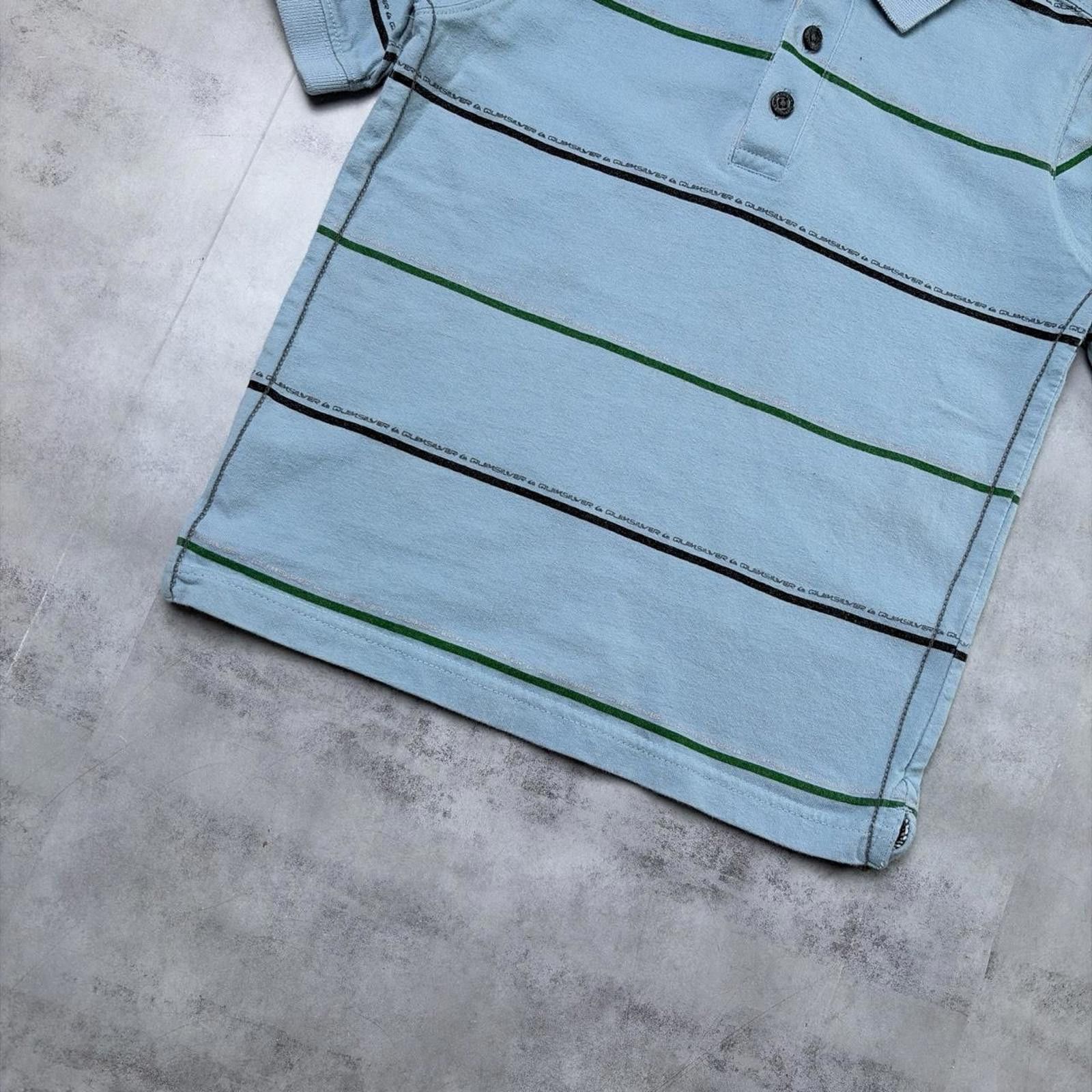 Quiksilver Y2K Light Blue Quilsilver Grunge Surf Polo Shirt Size XXS / US 00 / IT 34 - 4 Thumbnail