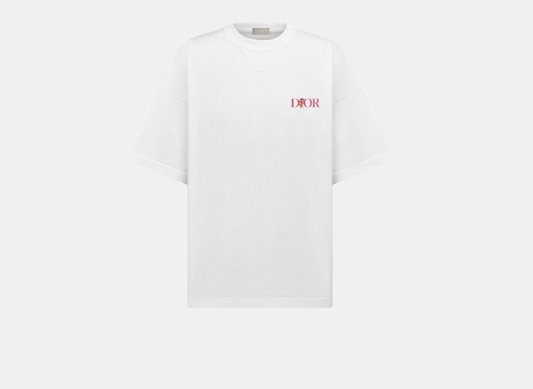 image of O1W1Db10324 Oversized Dior Jardin T-Shirts In White, Men's (Size XL)