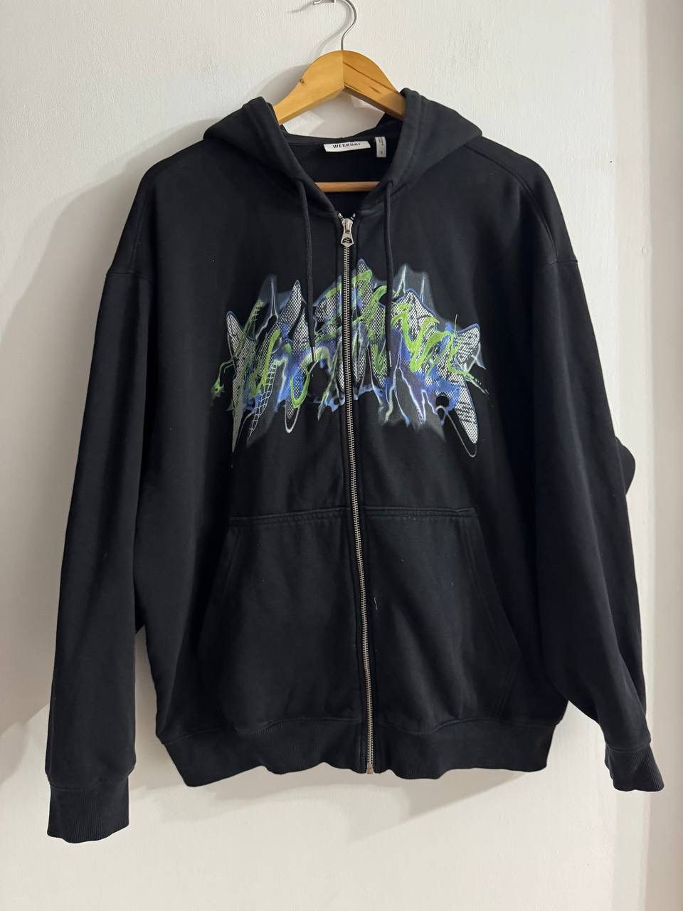 Weekday WEEKDAY Full-Zip Graphic Hoodie (Black) - Size S Size US S / EU 44-46 / 1 - 10 Thumbnail