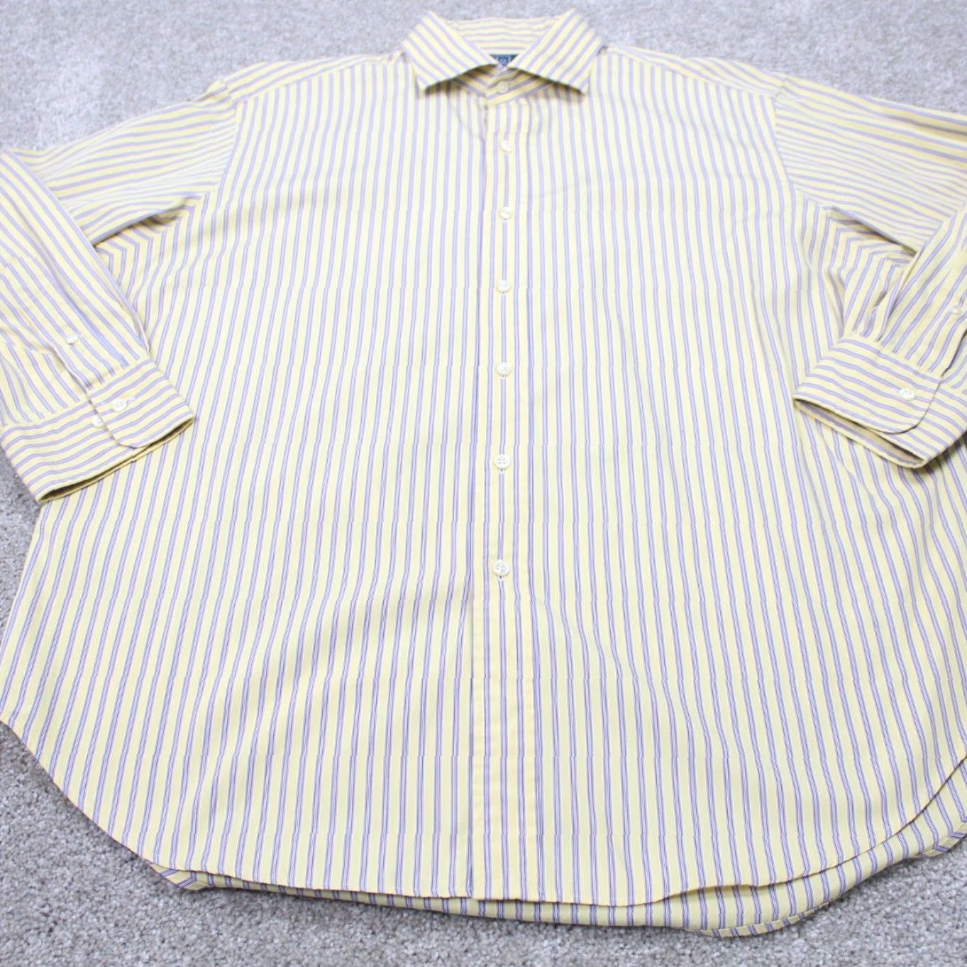 Polo Ralph Lauren Polo Ralph Lauren Dress Shirt Adult 17 32/33 Yellow/Blue Regent Classic Fit L/S Men Shirt Size 17 Blue Striped Casual Formal Workwear 90s Mens Size 46R - 2 Thumbnail
