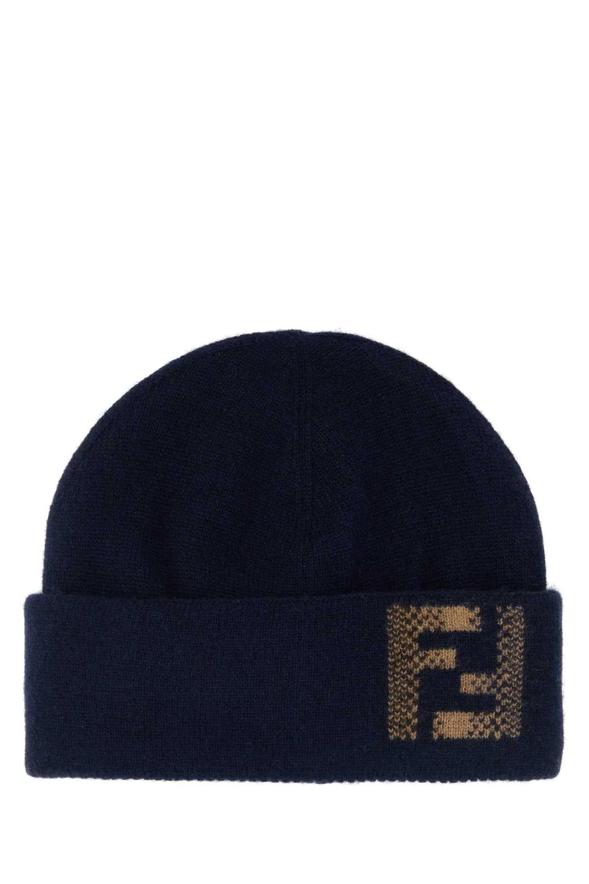 Fendi Midnight Blue Wool Blend Beanie Hat Size ONE SIZE - 1 Thumbnail