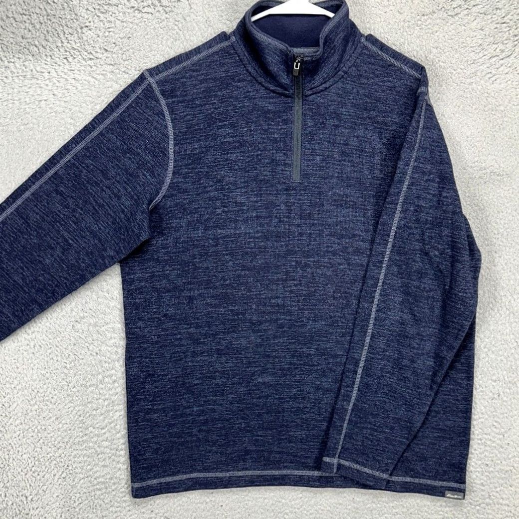 Eddie Bauer Eddie Bauer Pullover Jacket Mens Large Navy Blue 1/4 Zip Long Sleeve Cotton Polyester Fleece Casual Outdoor Size US L / EU 52-54 / 3 - 2 Thumbnail