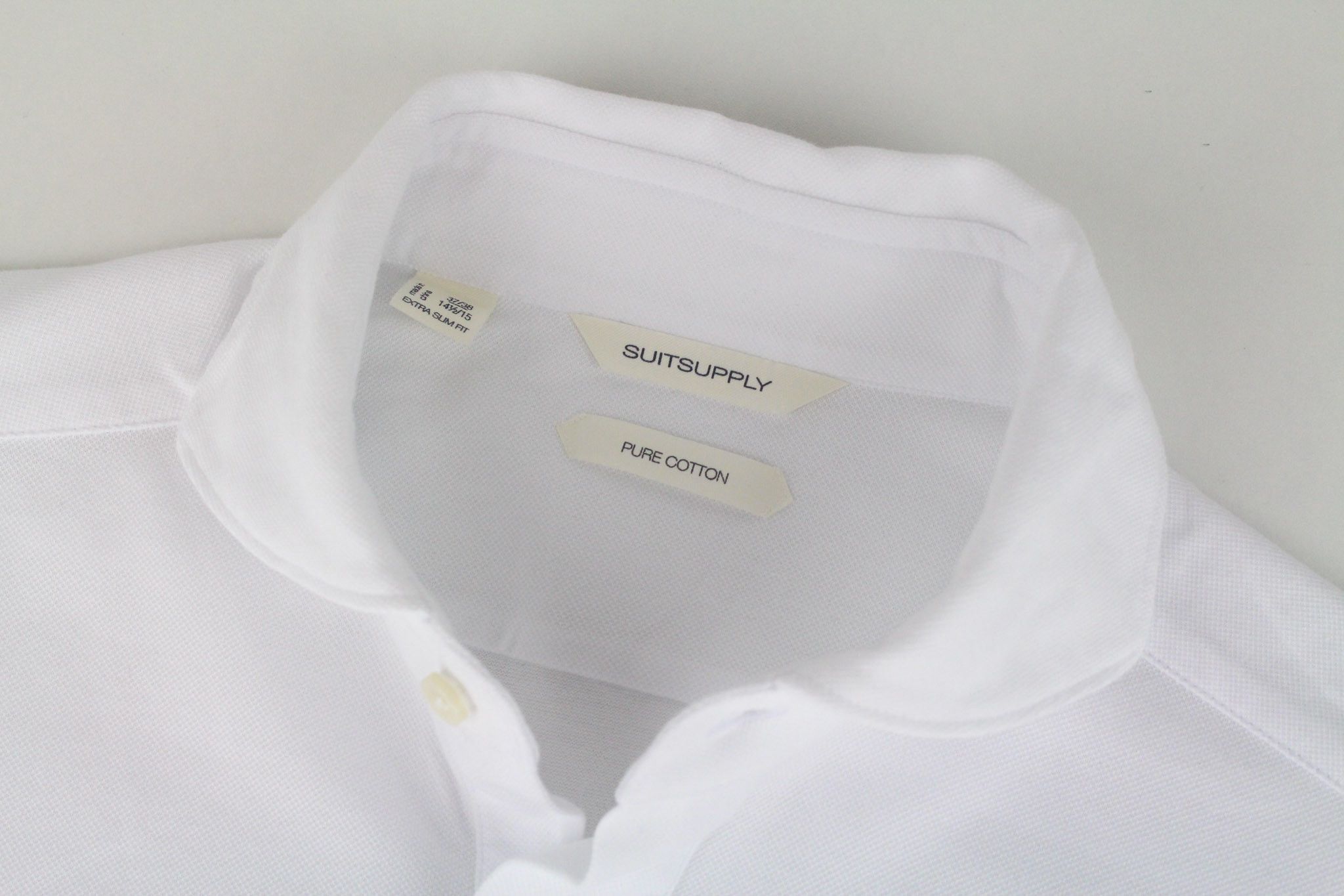 Suitsupply 37/ 14 1/2/38/ 15 White Extra Slim Cotton Polo 72447 Size 38R - 3 Thumbnail