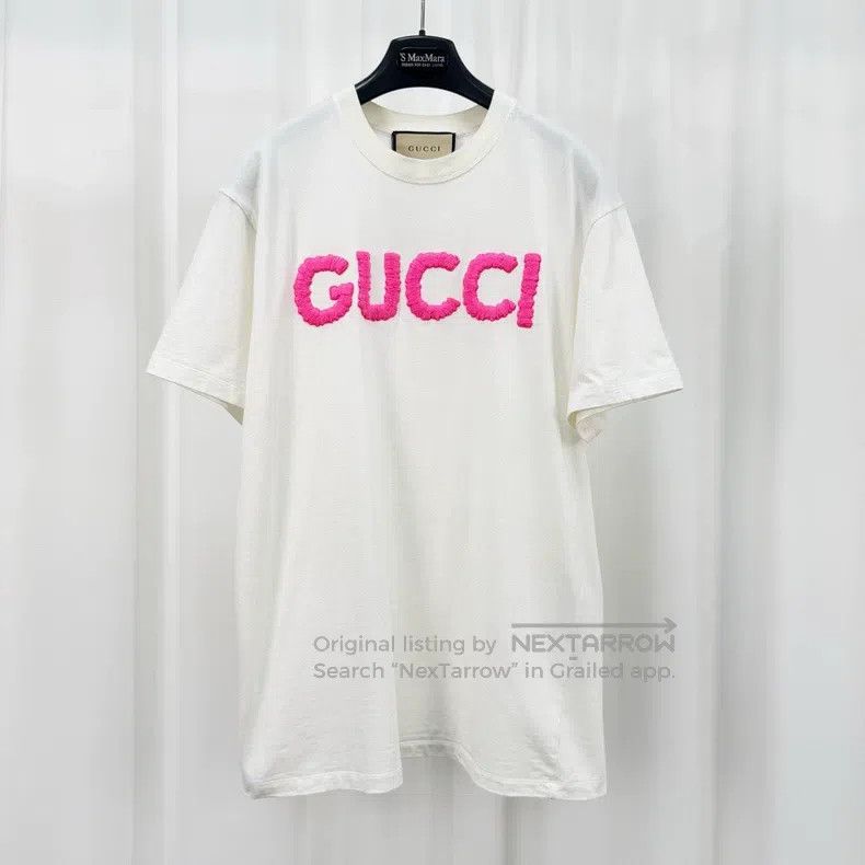Gucci Gucci White and pink three-dimensional letter embroidery s Size S / US 4 / IT 40 - 1 Thumbnail