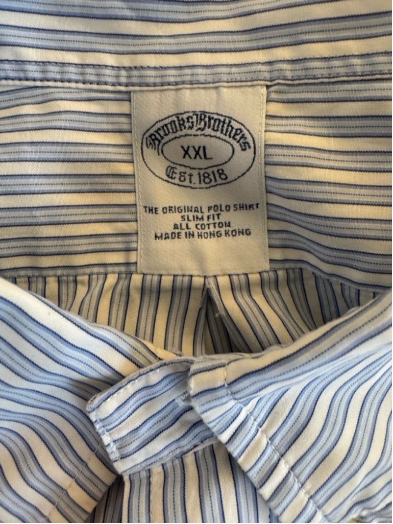Brooks Brothers Brooks Brothers Regent Fit Blue Stripe Button Down Shirt XXL Size US XXL / EU 58 / 5 - 4 Thumbnail