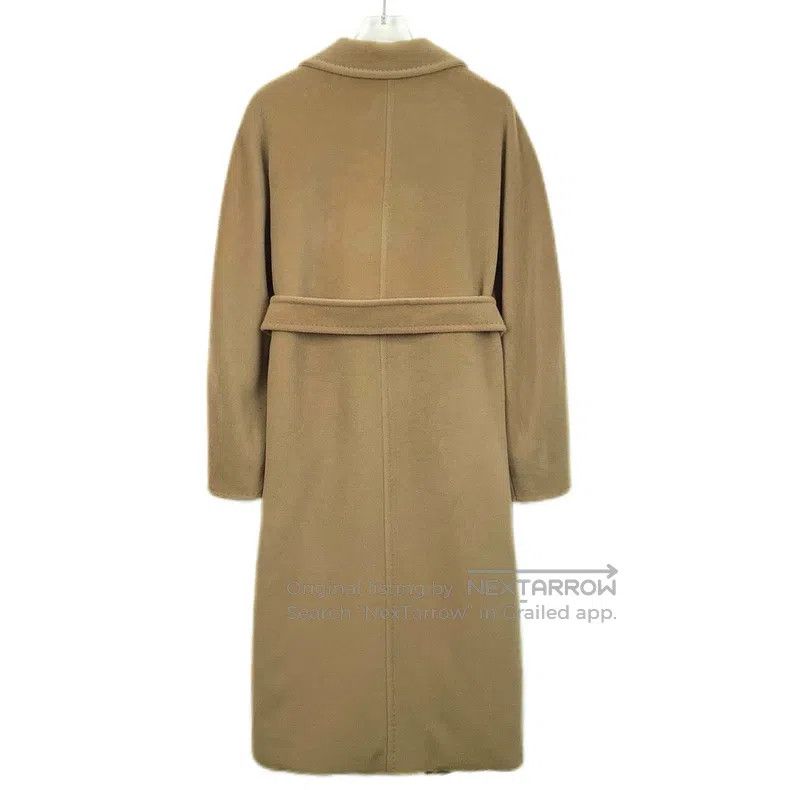 Max Mara Brown Wool Lapel Double Breasted Long Sleeve Belt
