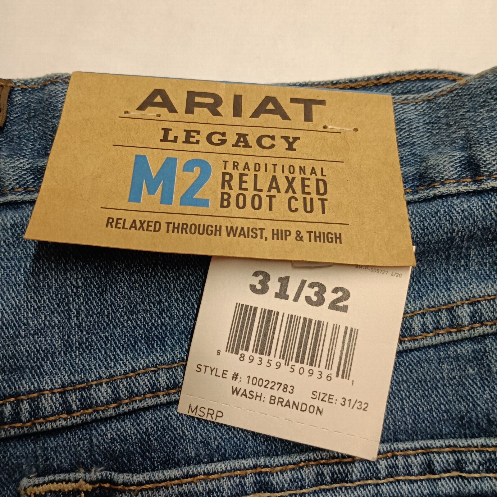 Ariat Ariat M2 Brandon Relaxed Boot Cut Jeans Men's 31x32 Blue Size US 31 - 2 Thumbnail