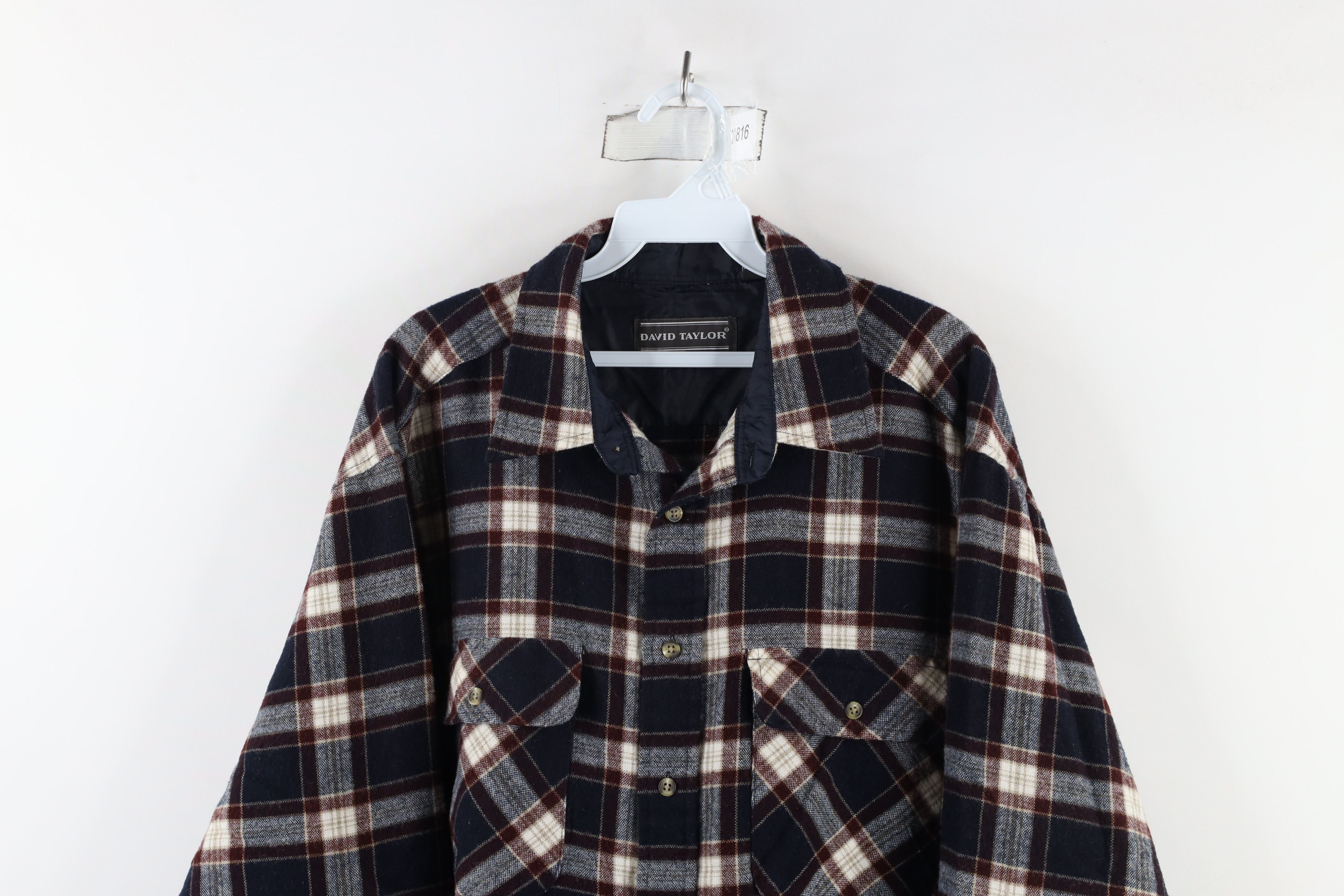 Vintage Vintage 70s Streetwear Knit Collared Button Shirt Plaid Size US XL / EU 56 / 4 - 2 Thumbnail