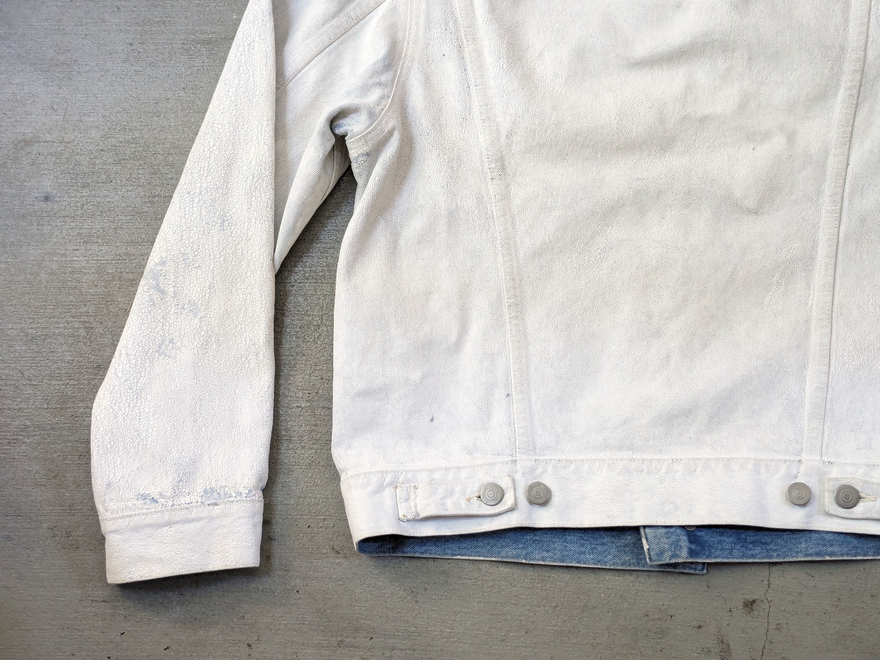 Maison Margiela Maison Margiela Denim Jacket White Paint Blue 46 Collarless Size US M / EU 48-50 / 2 - 10 Thumbnail