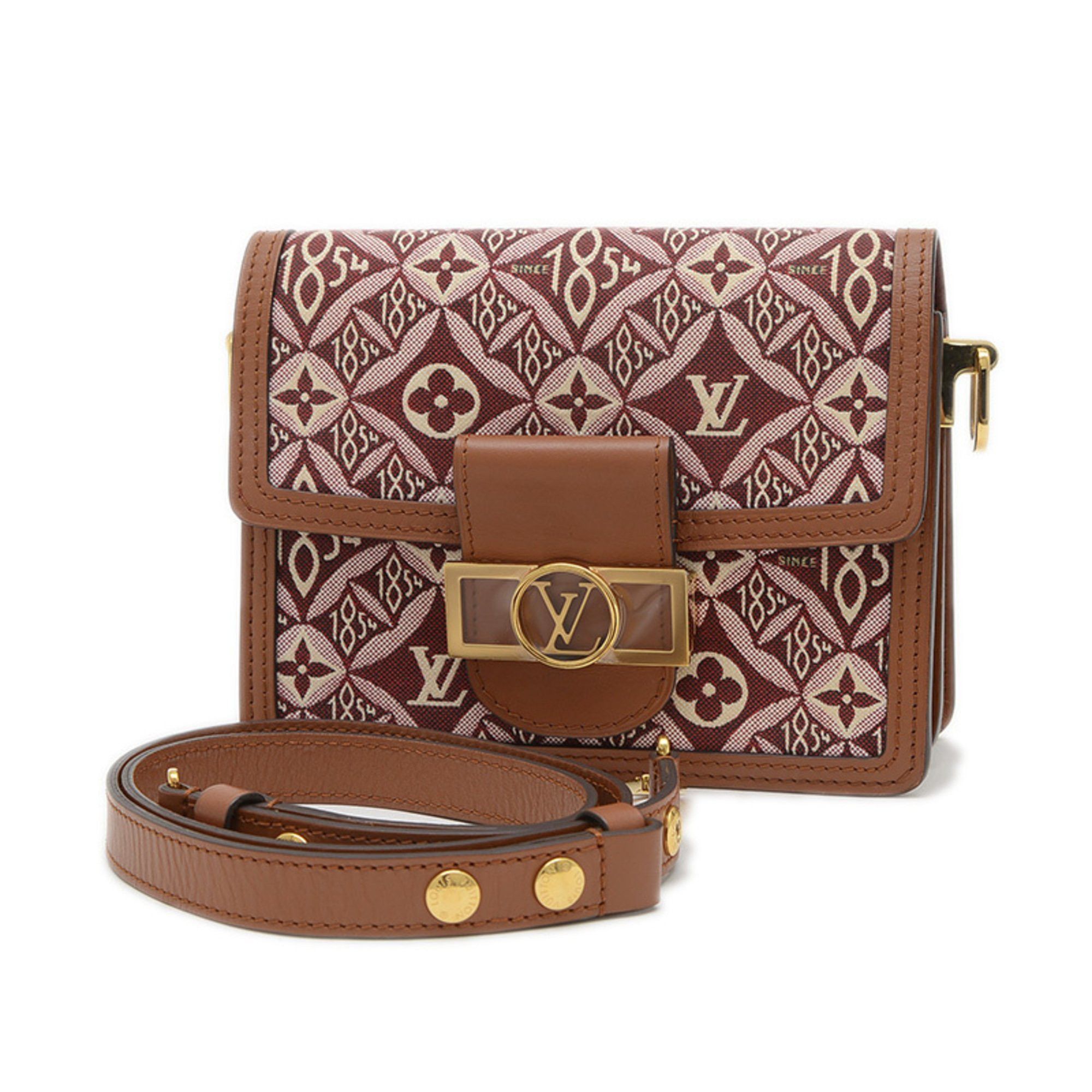 Louis Vuitton Monogram Jacquard Dauphine Mini Shoulder Bag Bordeaux Pink M57172, Women's