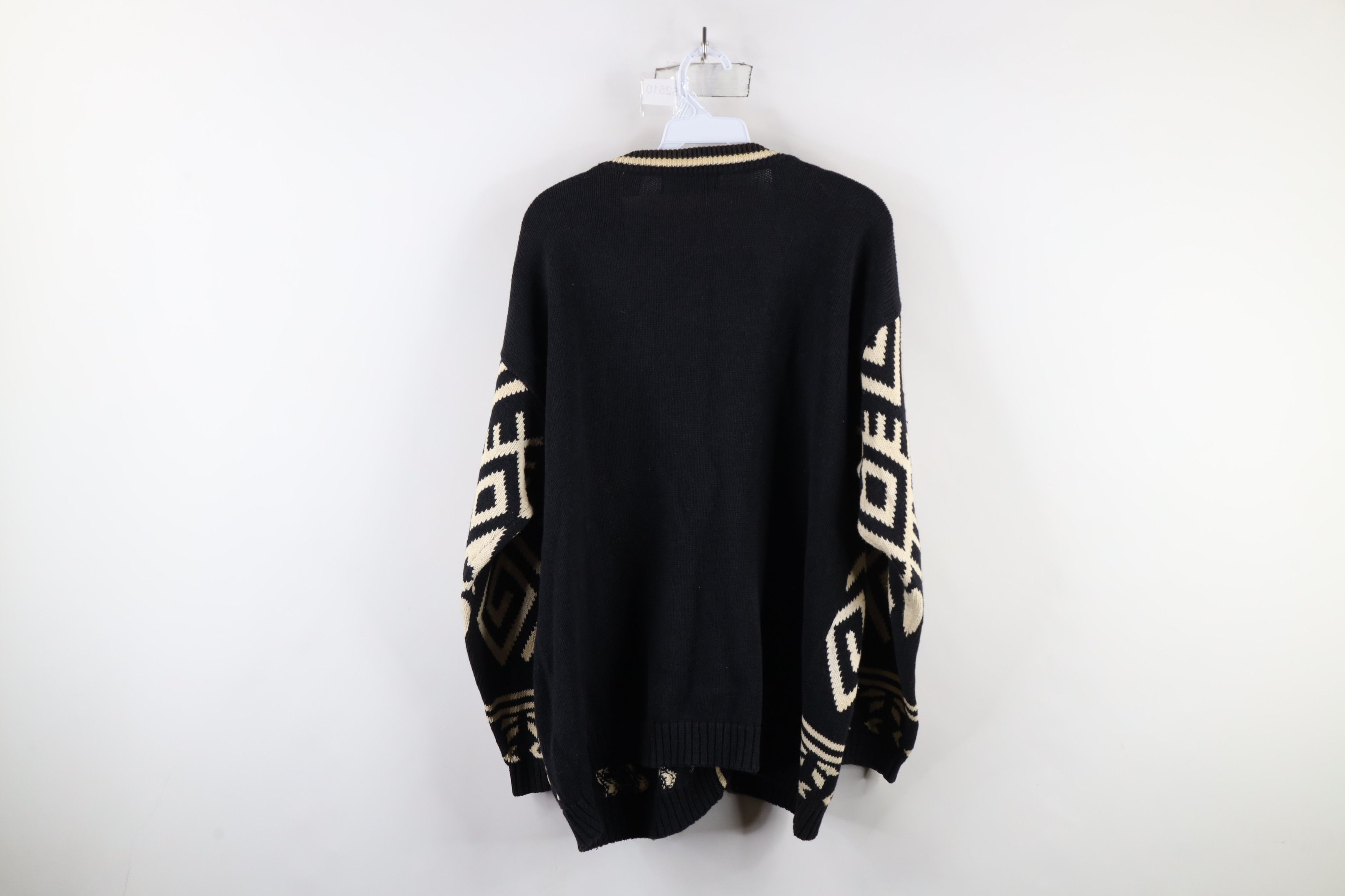 Vintage Vintage 90s Streetwear Geometric Knit Cardigan Sweater Size XXL / US 16-18 / IT 52-54 - 10 Thumbnail