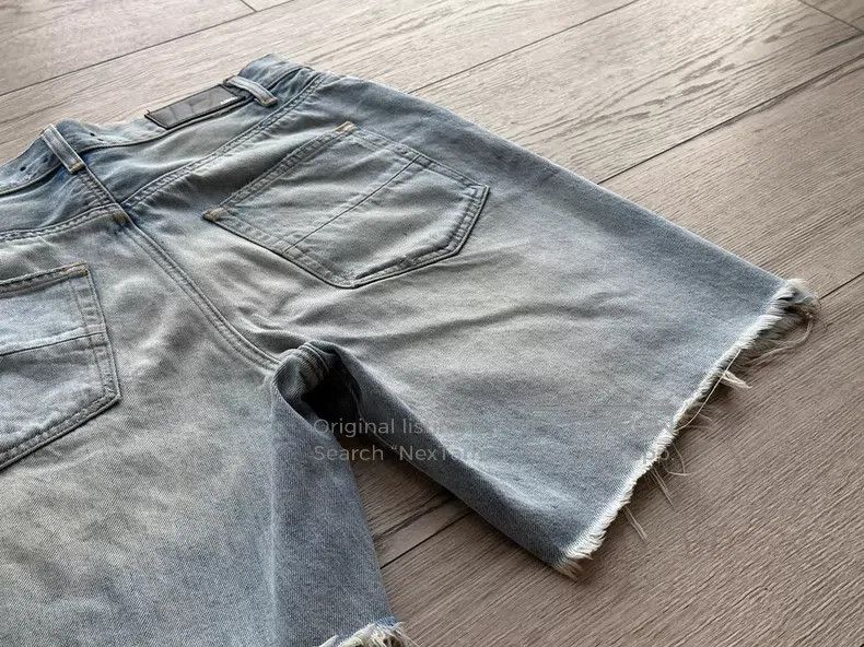 Amiri Amiri Heavy water-washed distressed cut-out denim shorts Size US 32 / EU 48 - 3 Thumbnail
