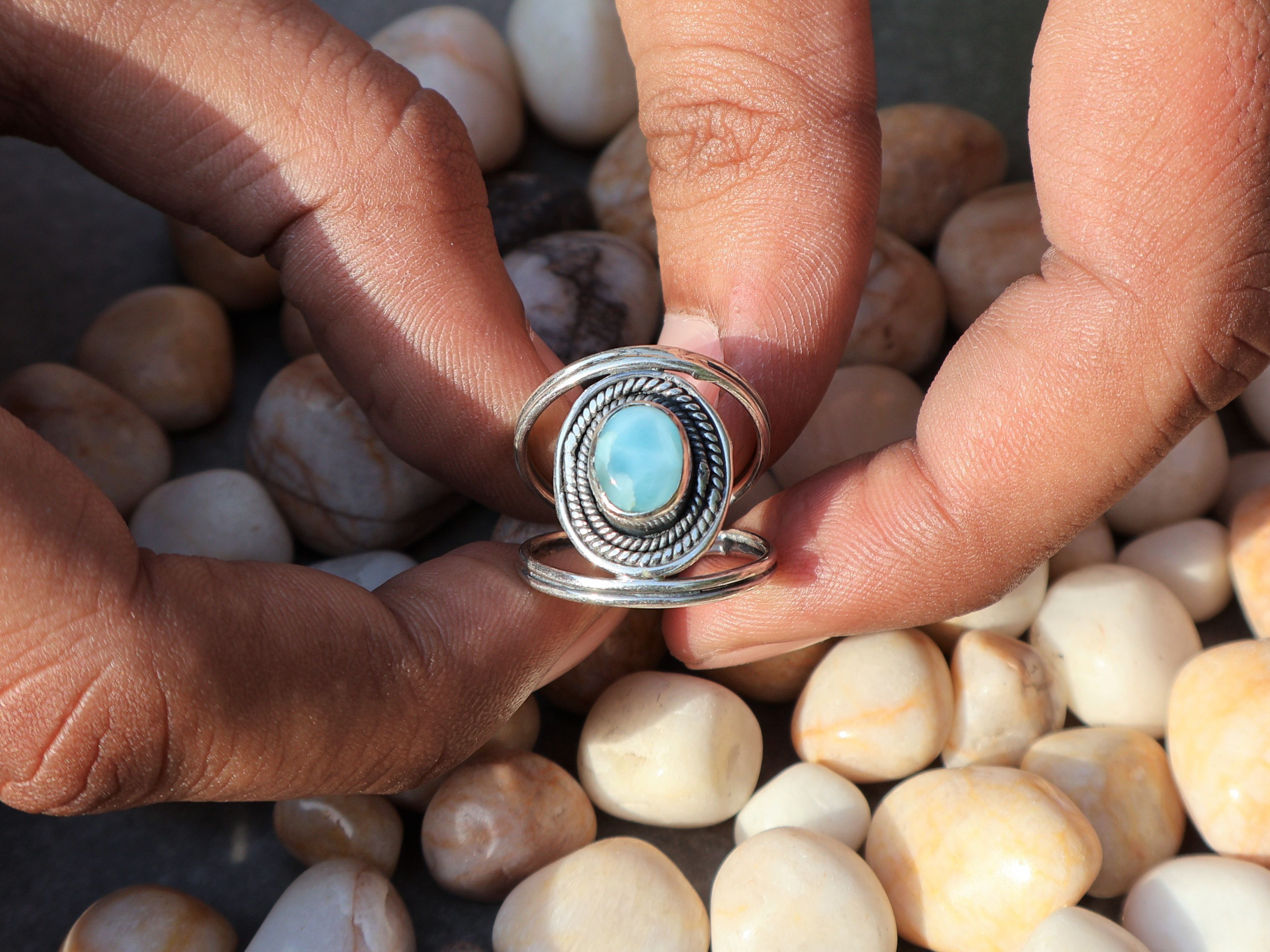 Handmade Larimar Ring, 925 Sterling Silver Ring, Handmade Women Ring, Size ONE SIZE - 5 Thumbnail