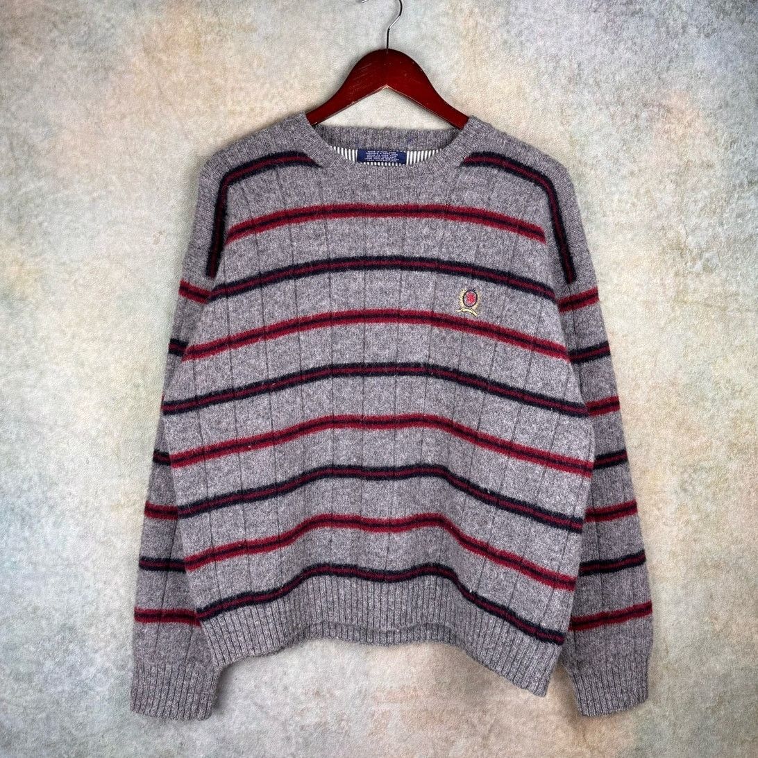 Tommy Hilfiger × Vintage VTG Tommy Hilfiger Striped Sweater Mens XL 100% Wool Size US XL / EU 56 / 4 - 1 Thumbnail