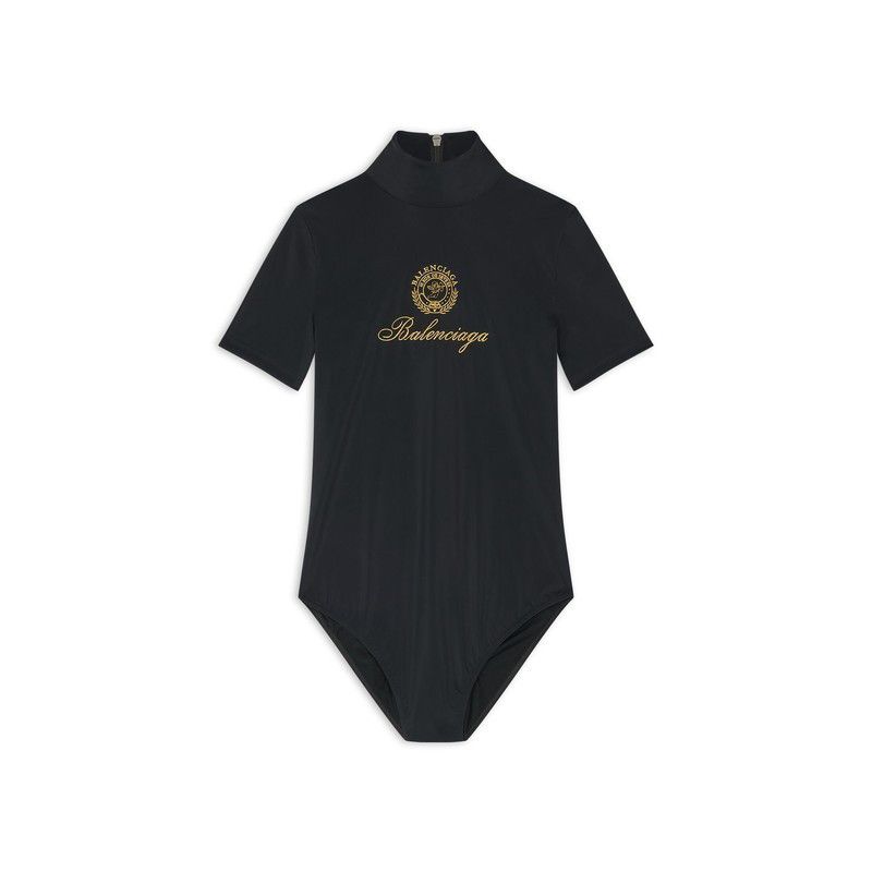 Balenciaga o1mt1gz0325 Qixi Crest T-Shirt Swimsuit in Black Size M / US 6-8 / IT 42-44 - 1 Thumbnail