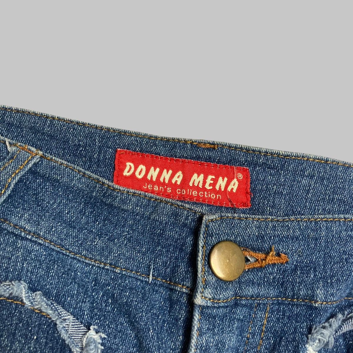 Japanese Brand DONNA MENA Flared Jeans Patchwork Distressed Two Tone RARE💥 Size US 29 - 9 Thumbnail
