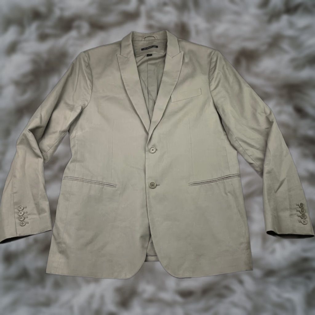 John Varvatos John Varvatos Men's Blazer Jacket 2-Button Single-Breasted Khaki/Tan 44R 100% Cotton Beige Size 44R - 1 Thumbnail