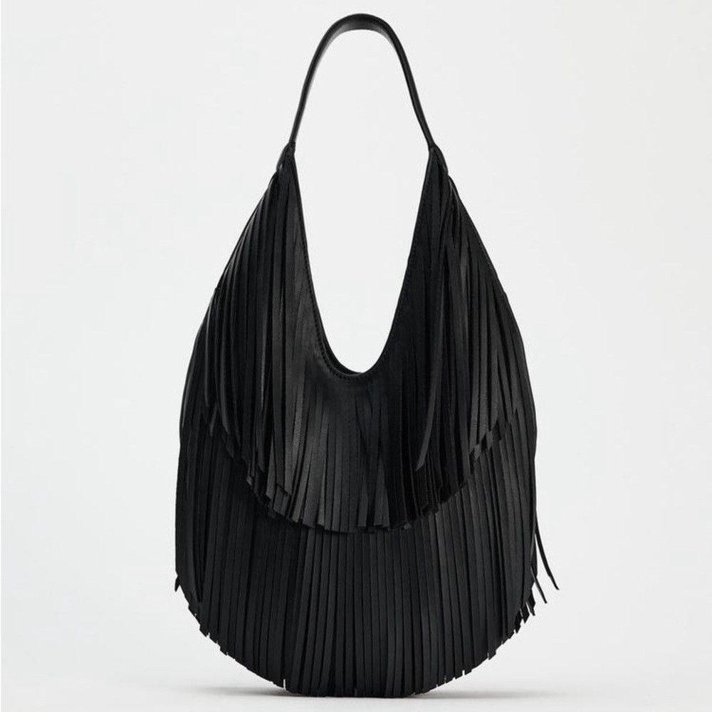 Zara NWT ZARA FRINGED SHOPPER Size ONE SIZE - 1 Thumbnail