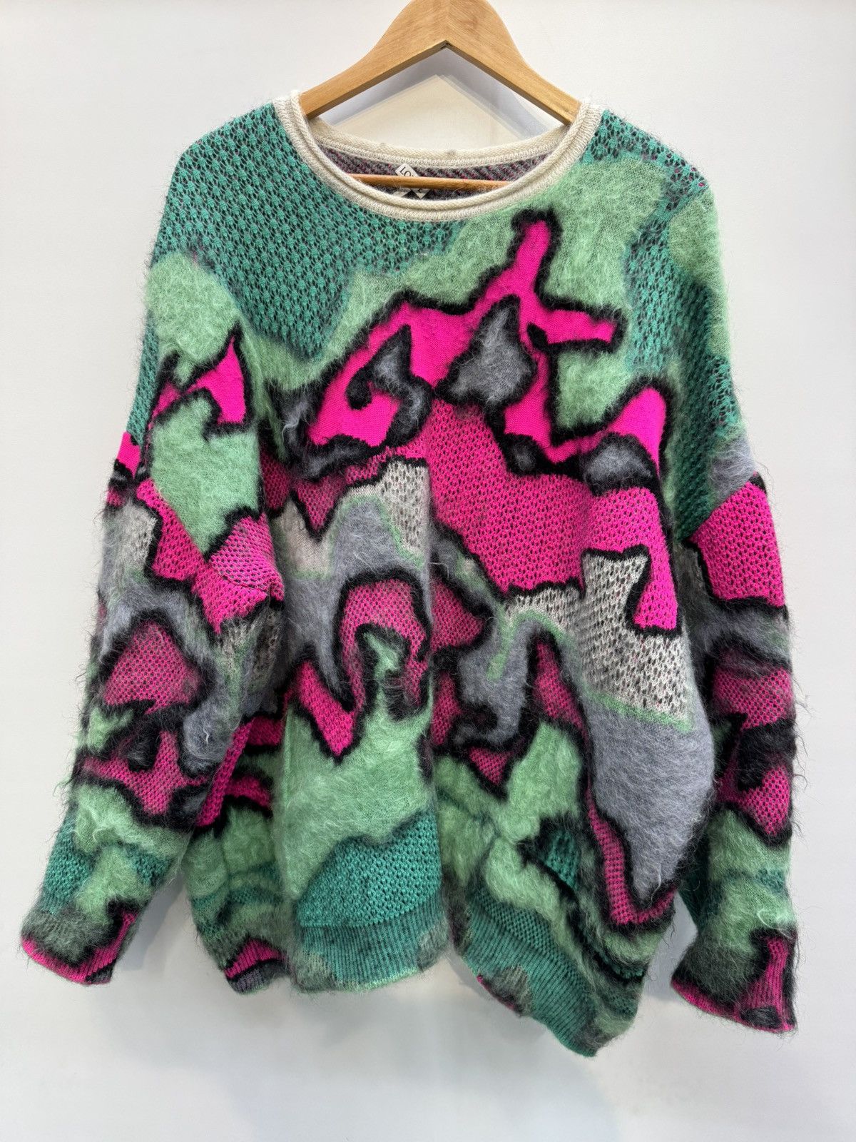 Loewe Loewe Oversized Multi Camo Jacquard-Knit Mohair Sweater Size US S / EU 44-46 / 1 - 1 Thumbnail